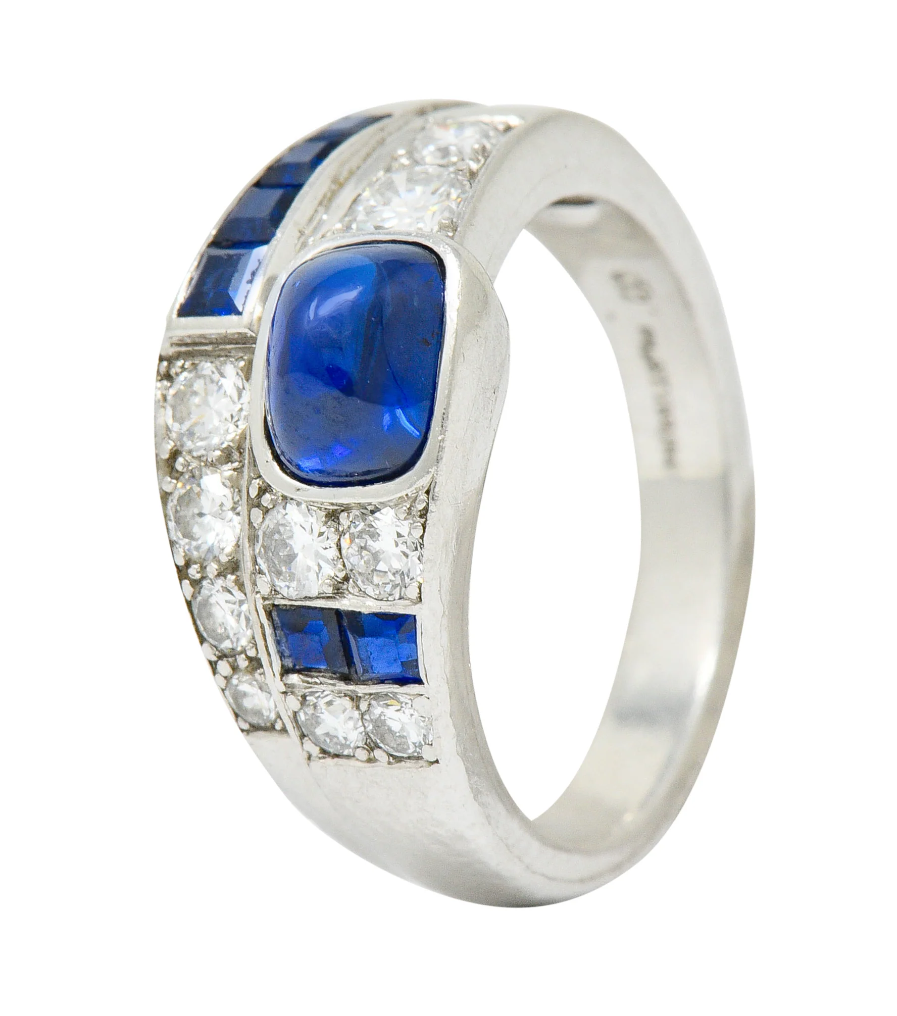 Art Deco Maurice Tishman Sapphire Diamond Platinum Band Ring - Image 7