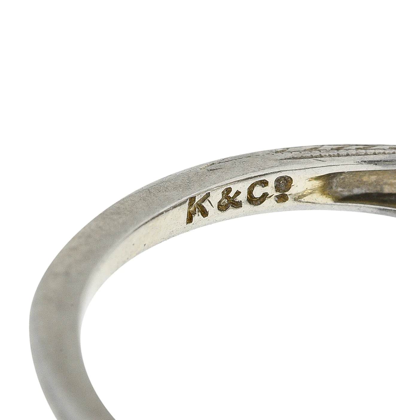Art Deco Old European Diamond 18 Karat White Gold Heart Vintage Engagement Ring - Image 8