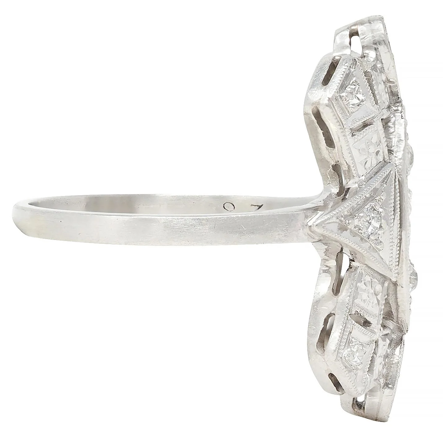 Art Deco Old European Diamond Platinum Vintage Geometric Dinner Ring - Image 3