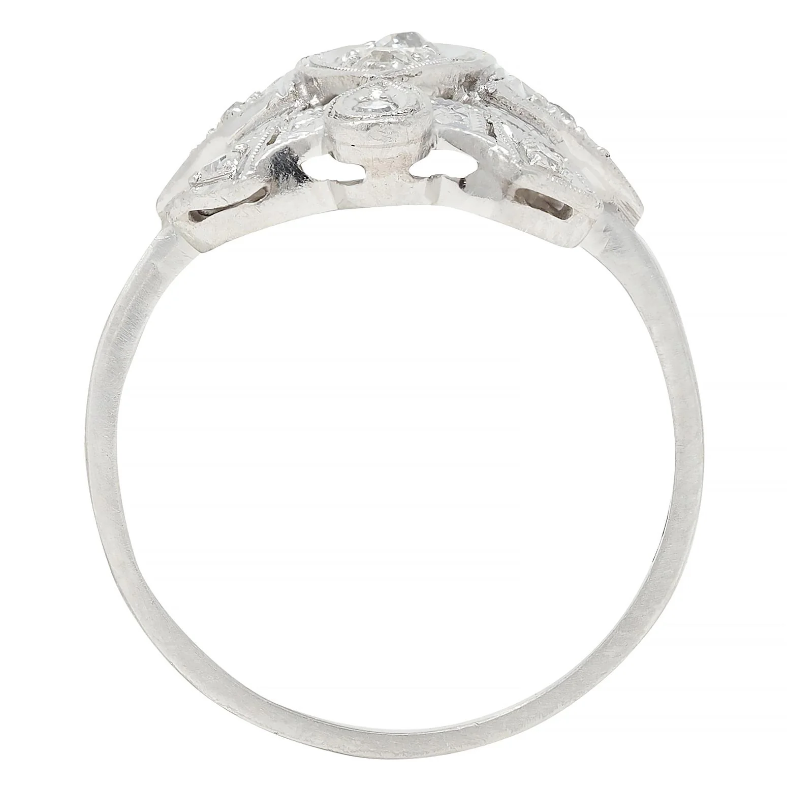 Art Deco Old European Diamond Platinum Vintage Geometric Dinner Ring - Image 9