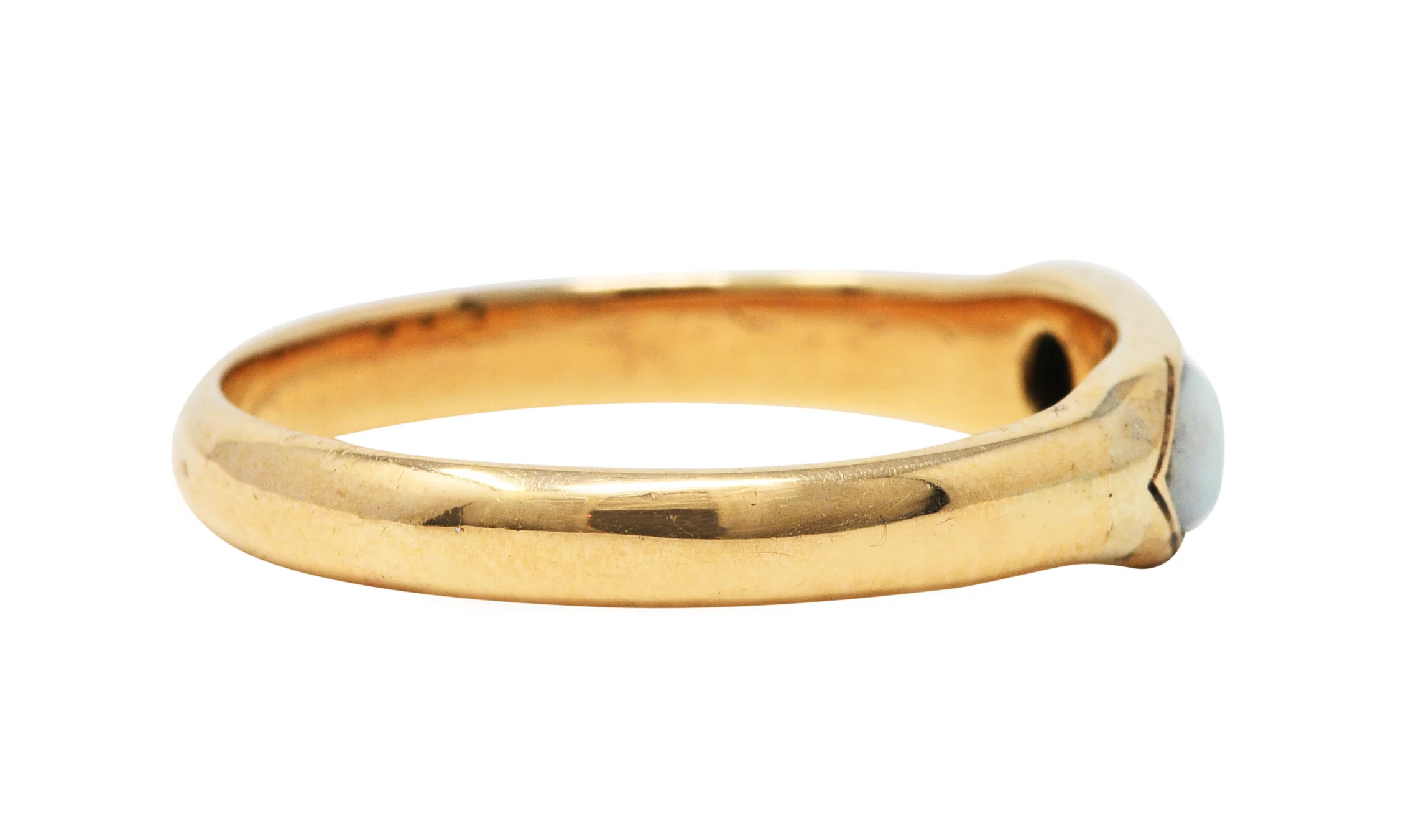 Art Deco Opal Diamond 10 Karat Gold Band Ring - Image 3