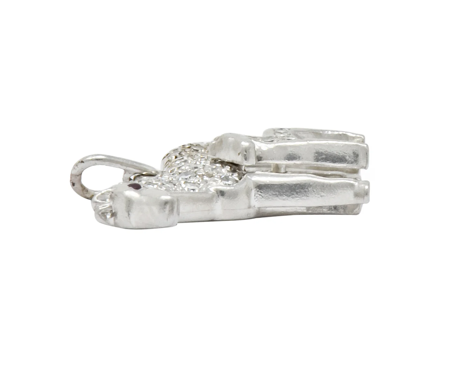 Art Deco Pave Diamond Platinum Mother Horse And Baby Foal Charm - Image 5