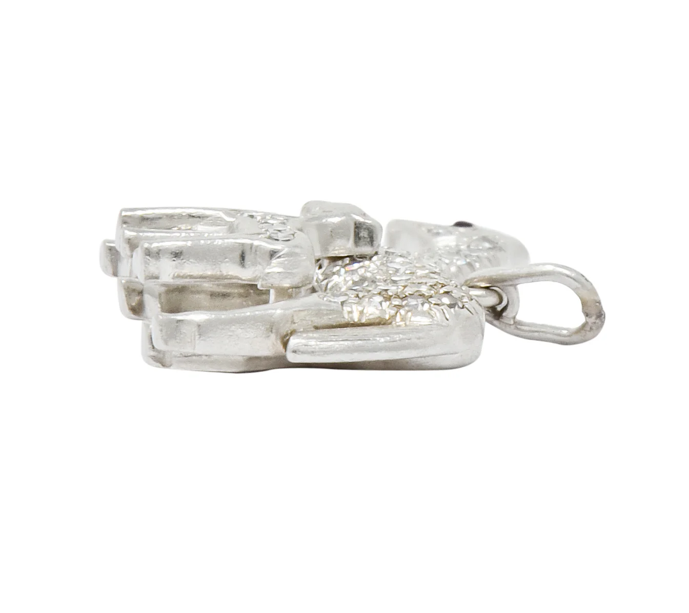 Art Deco Pave Diamond Platinum Mother Horse And Baby Foal Charm - Image 7