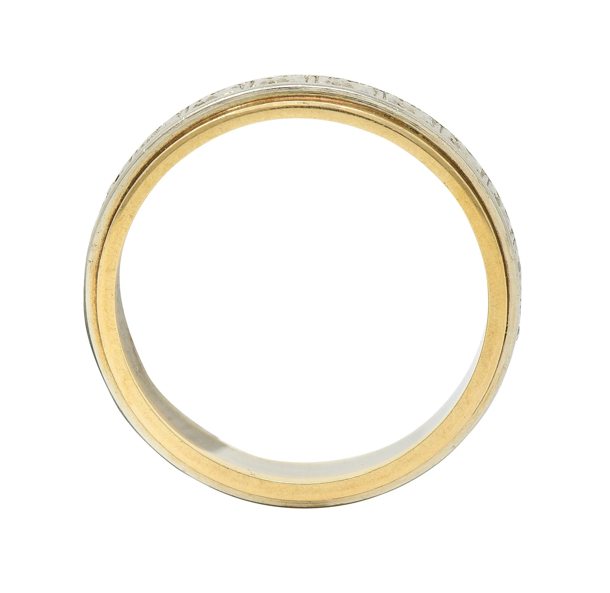 Art Deco Platinum 14 Karat Two-Tone Gold Antique Wedding Band Ring - Image 4