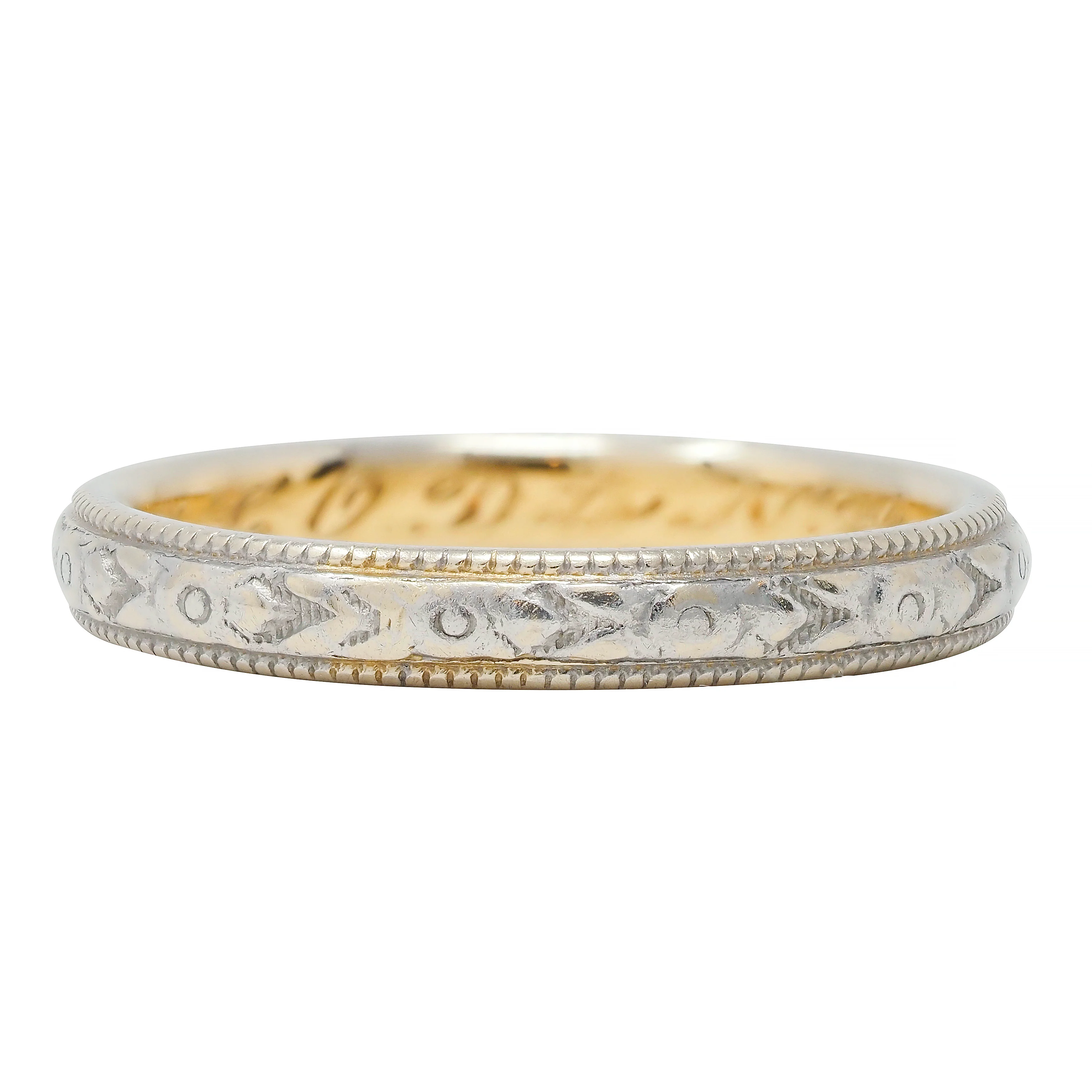 Art Deco Platinum 18 Karat Gold Orange Blossom Antique Stacking Band Ring - Image 3