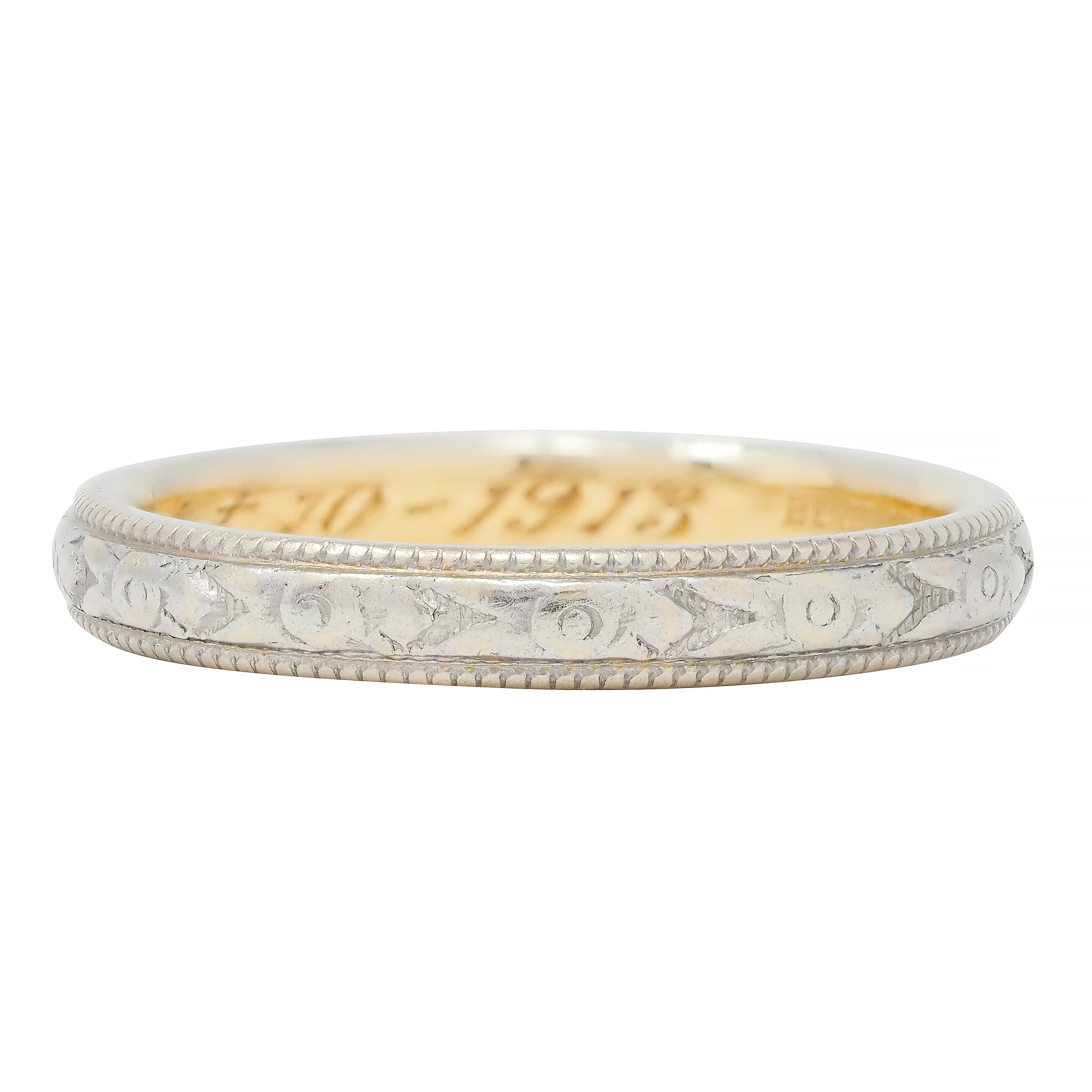 Art Deco Platinum 18 Karat Gold Orange Blossom Antique Stacking Band Ring - Image 4