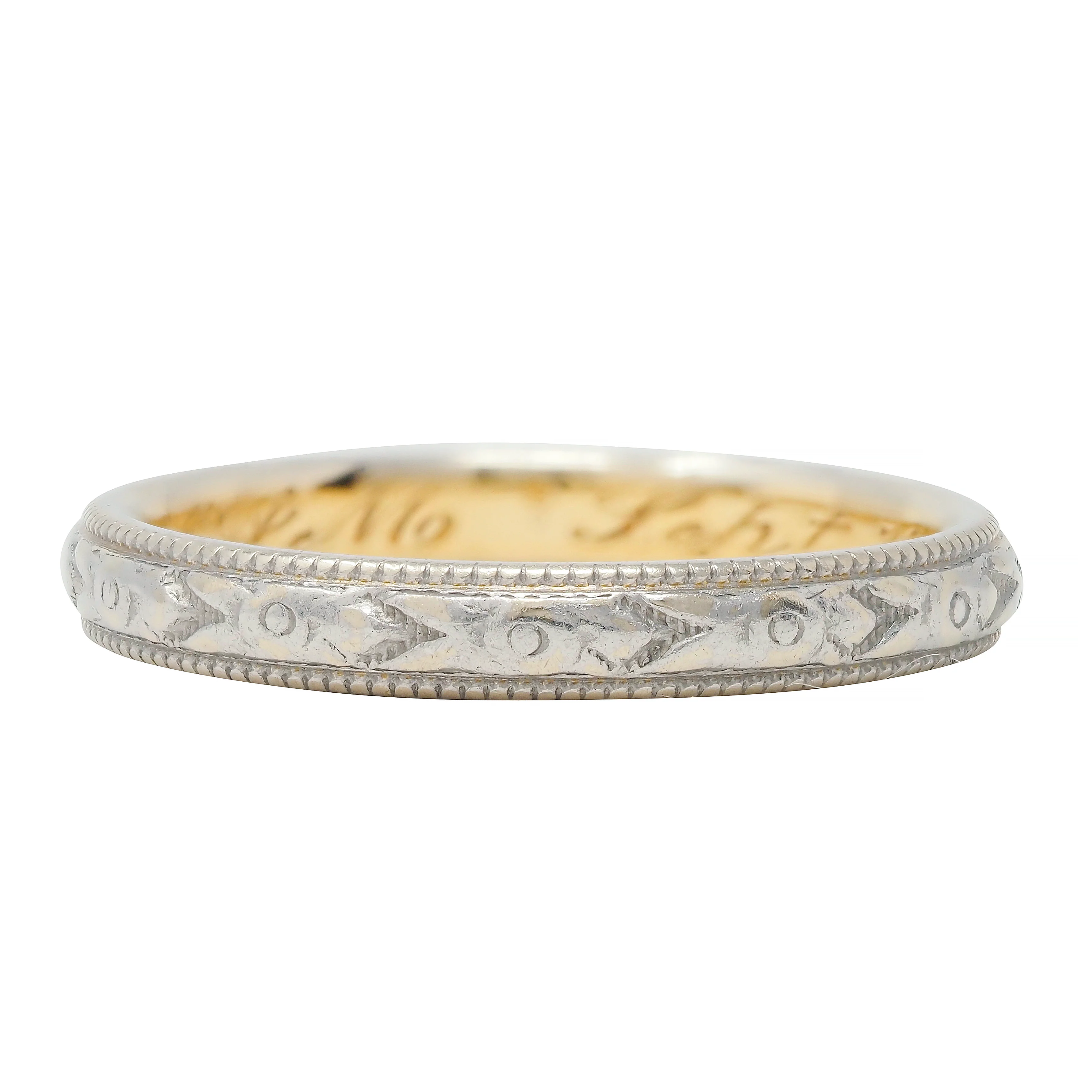 Art Deco Platinum 18 Karat Gold Orange Blossom Antique Stacking Band Ring - Image 5