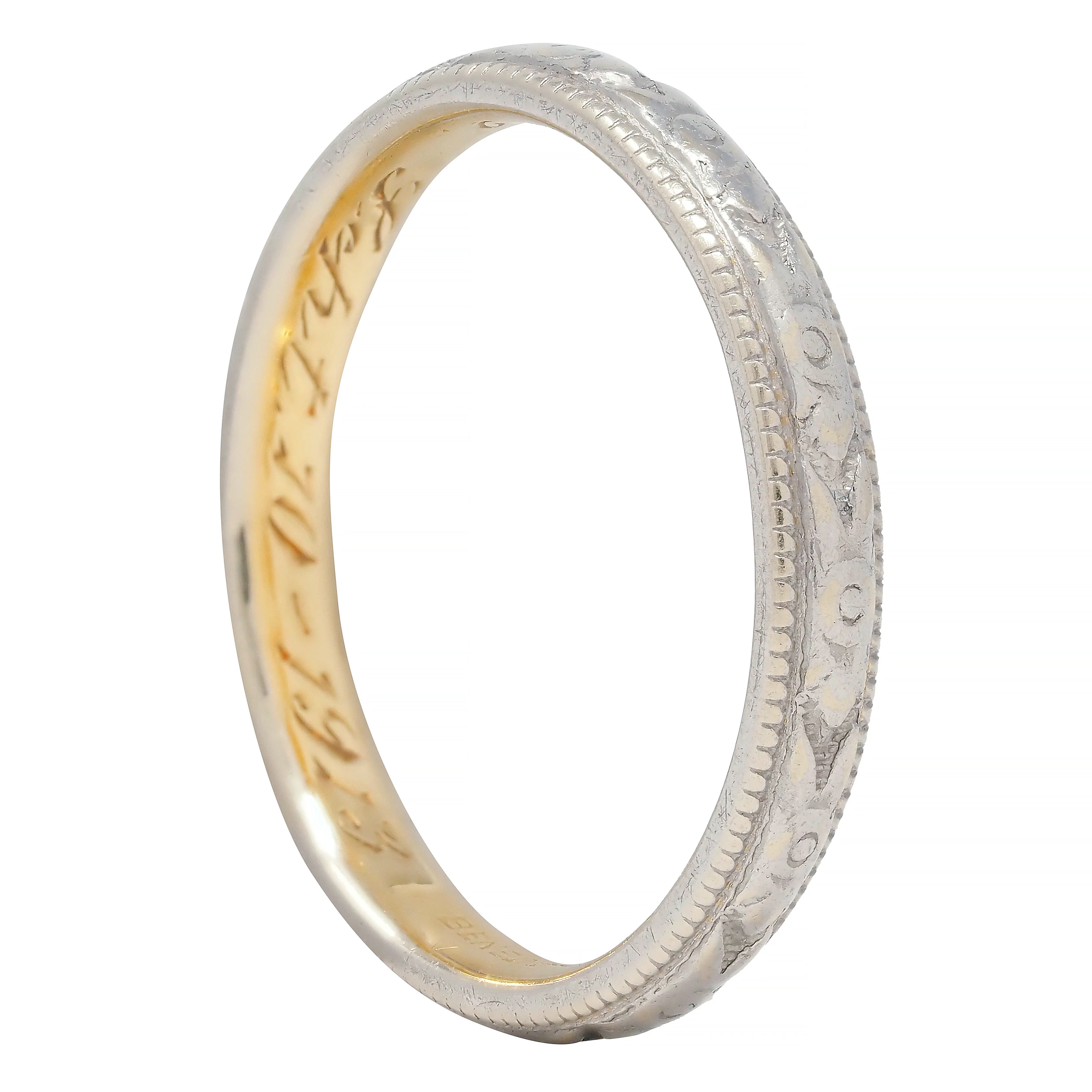 Art Deco Platinum 18 Karat Gold Orange Blossom Antique Stacking Band Ring - Image 8