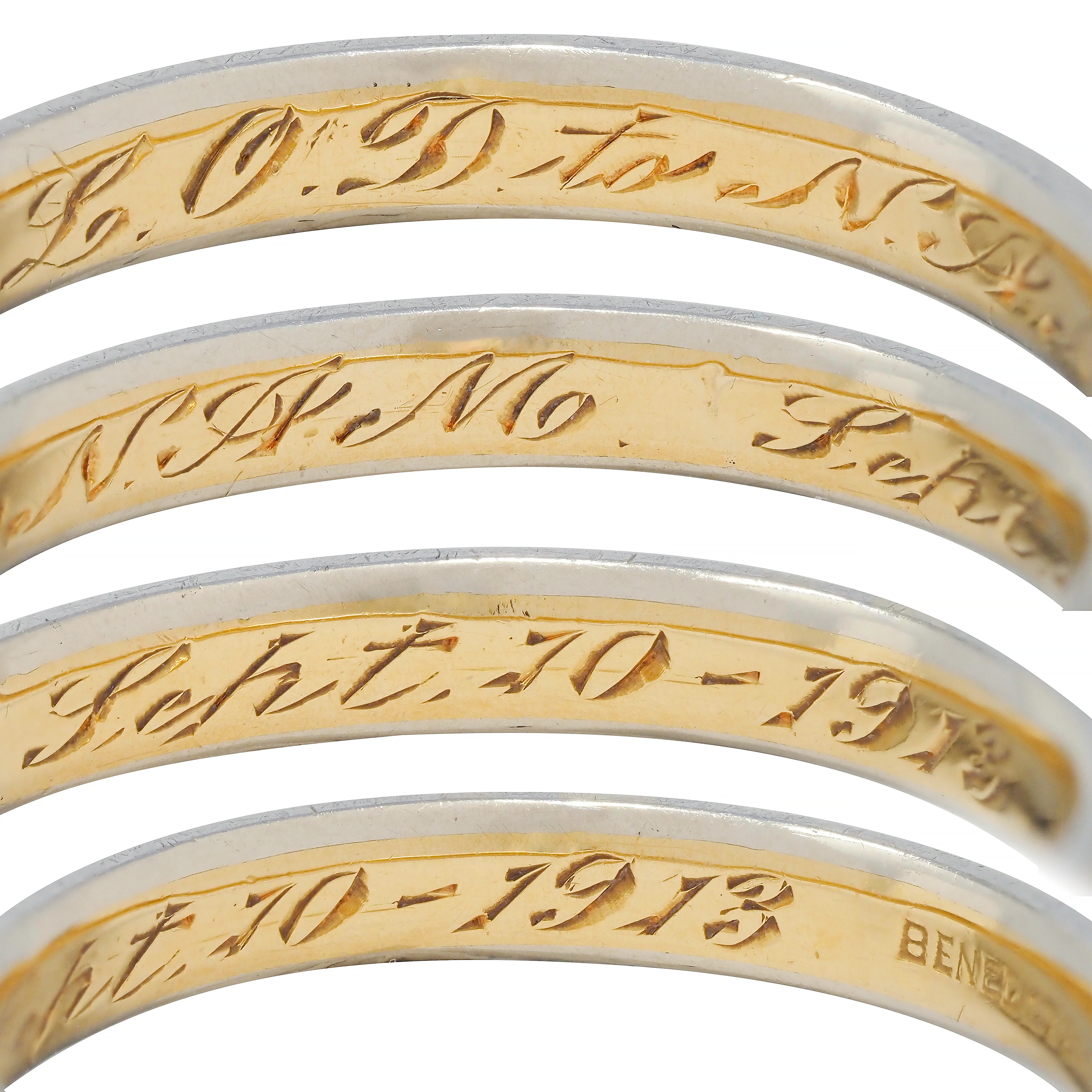 Art Deco Platinum 18 Karat Gold Orange Blossom Antique Stacking Band Ring - Image 9