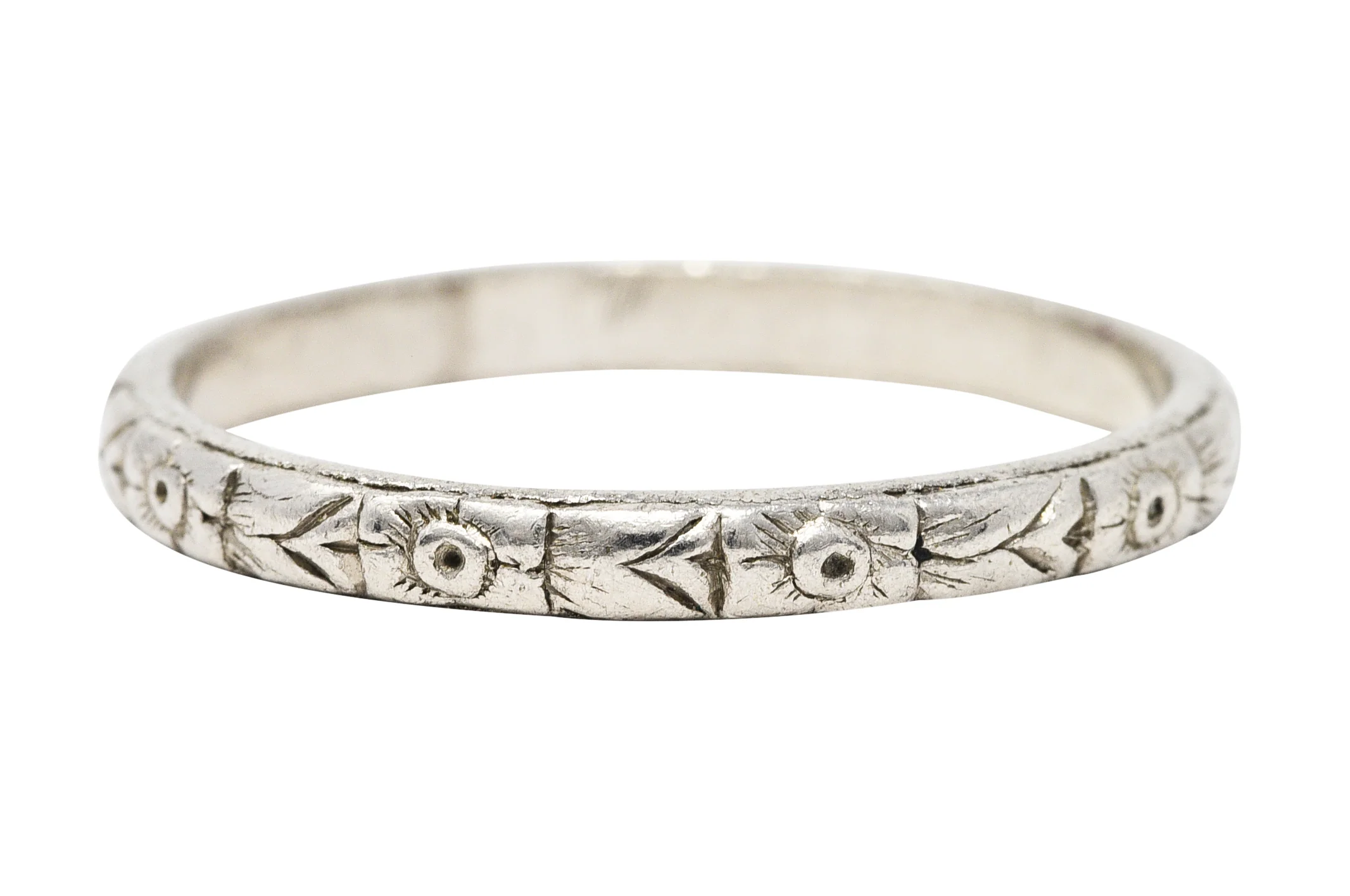 Art Deco Platinum Orange Blossom Unisex Wedding Band Ring - Image 3