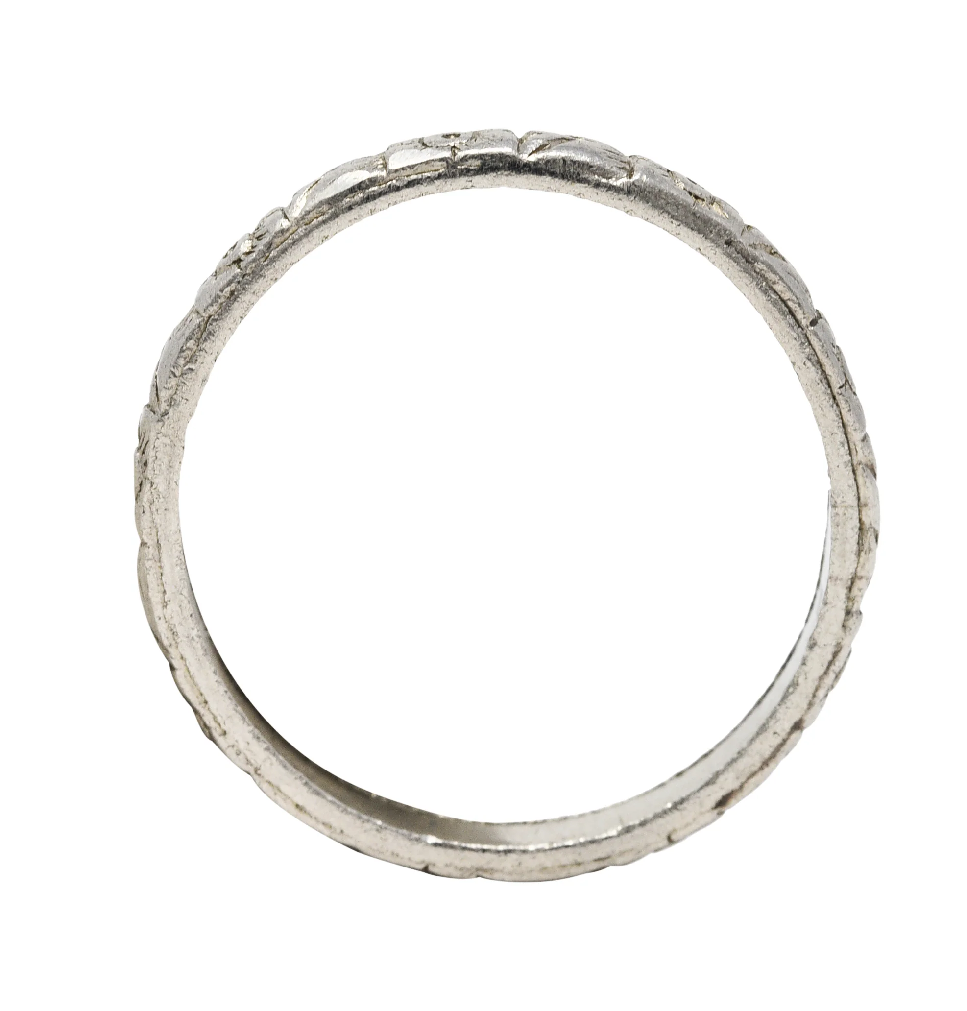 Art Deco Platinum Orange Blossom Unisex Wedding Band Ring - Image 5