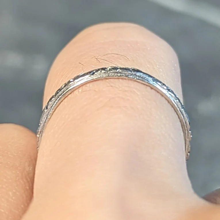 Art Deco Platinum Orange Blossom Vintage Wedding Band Ring - Image 10