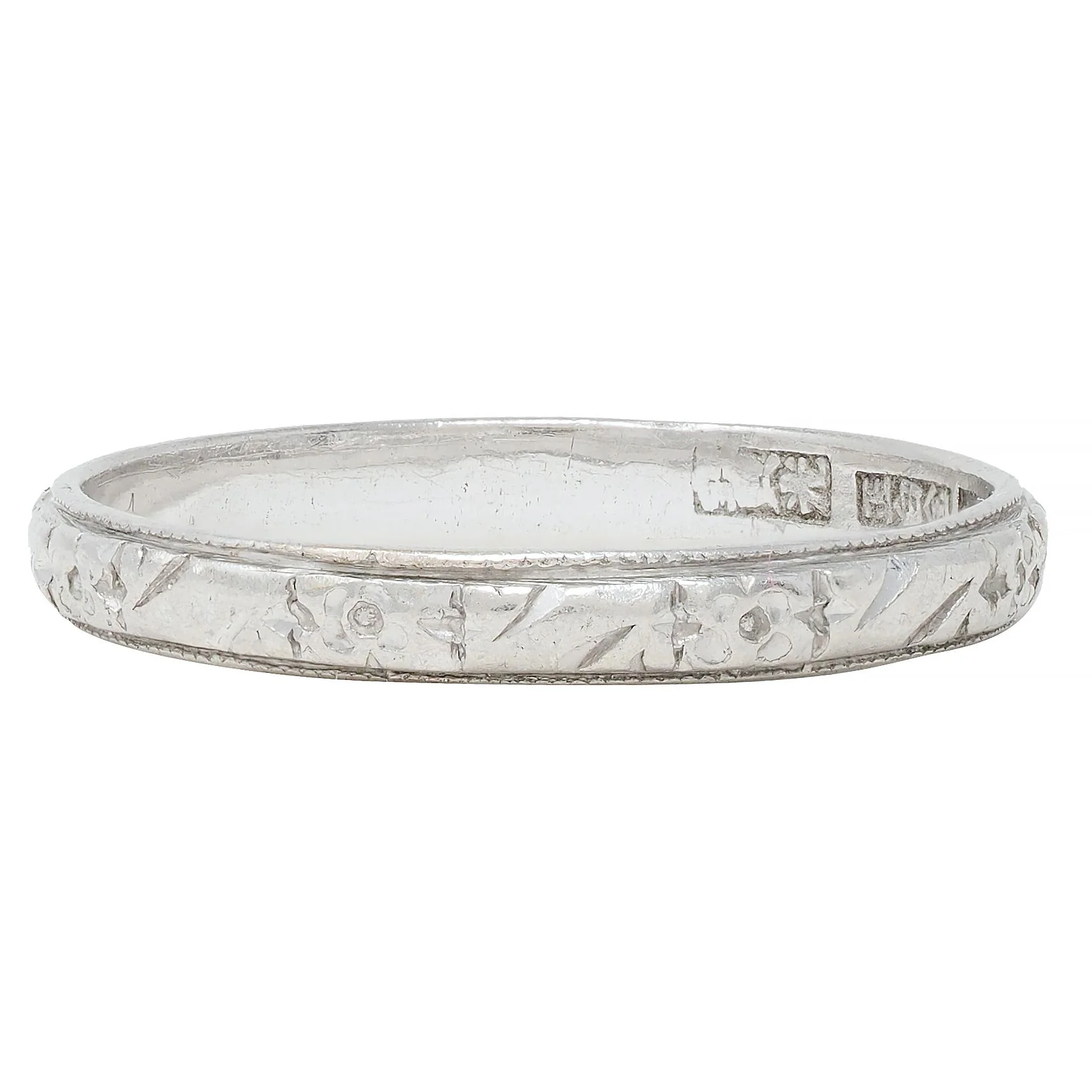 Art Deco Platinum Orange Blossom Vintage Wedding Band Ring - Image 3