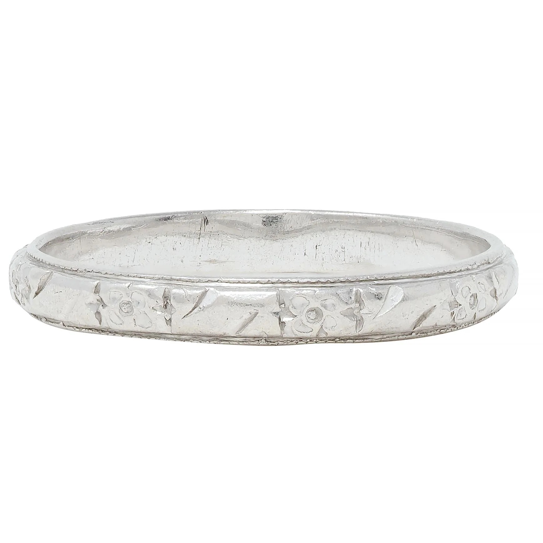 Art Deco Platinum Orange Blossom Vintage Wedding Band Ring - Image 4