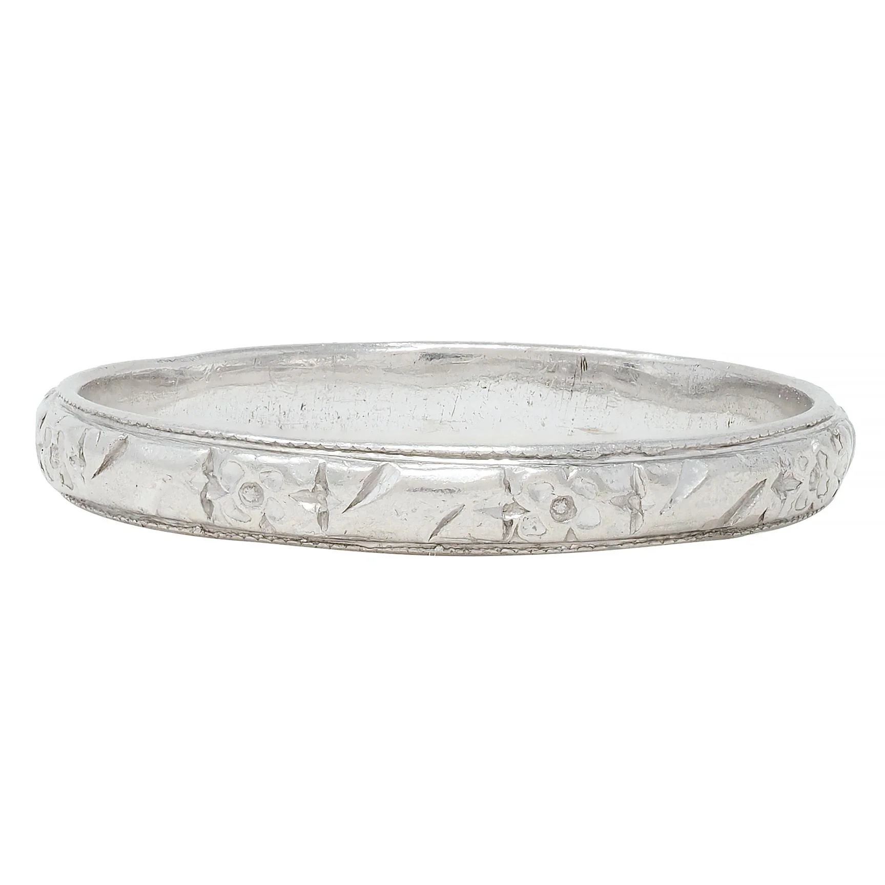 Art Deco Platinum Orange Blossom Vintage Wedding Band Ring - Image 5