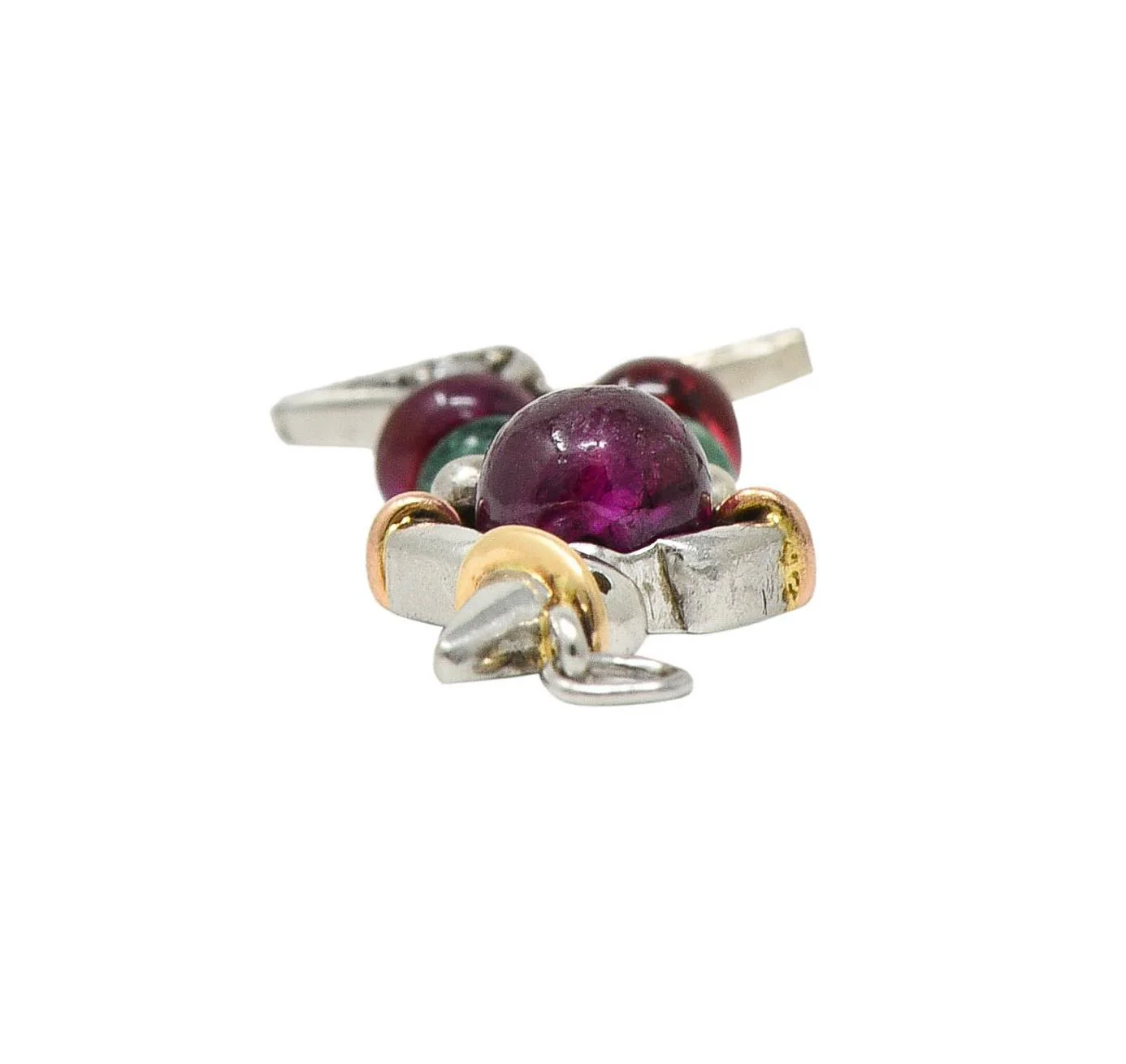 Art Deco Ruby Emerald Diamond Platinum 14 Karat Gold Vintage Articulated Clown Charm - Image 14