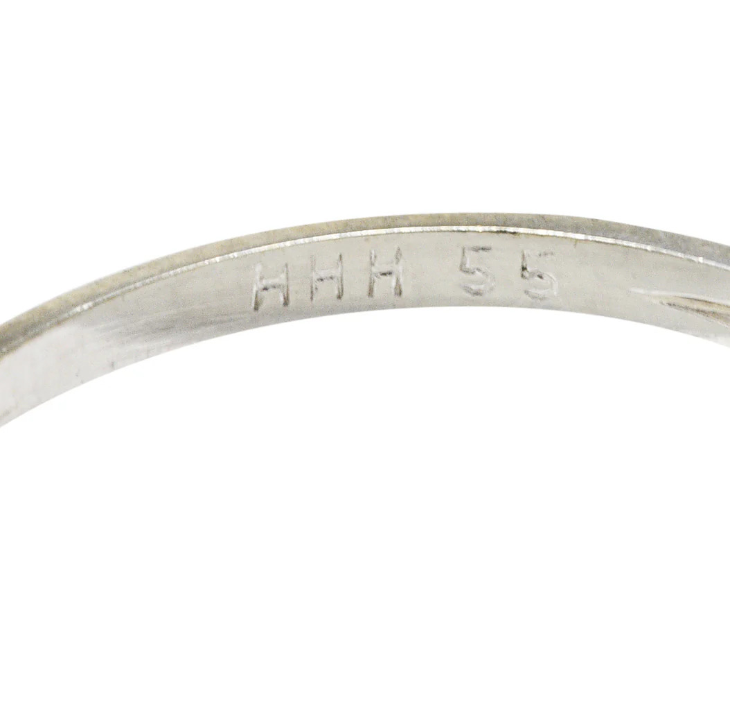 Art Deco Single Cut Diamond 14 Karat White Gold Band Ring - Image 8