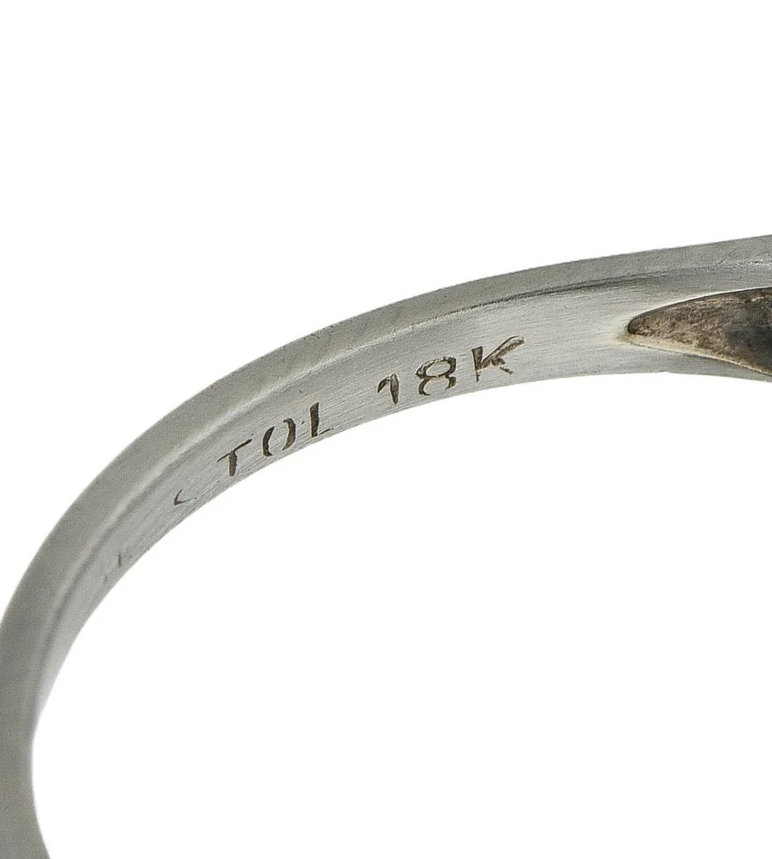 Art Deco Single Cut Diamond 18 Karat White Gold Vintage Channel Wedding Band Ring - Image 7