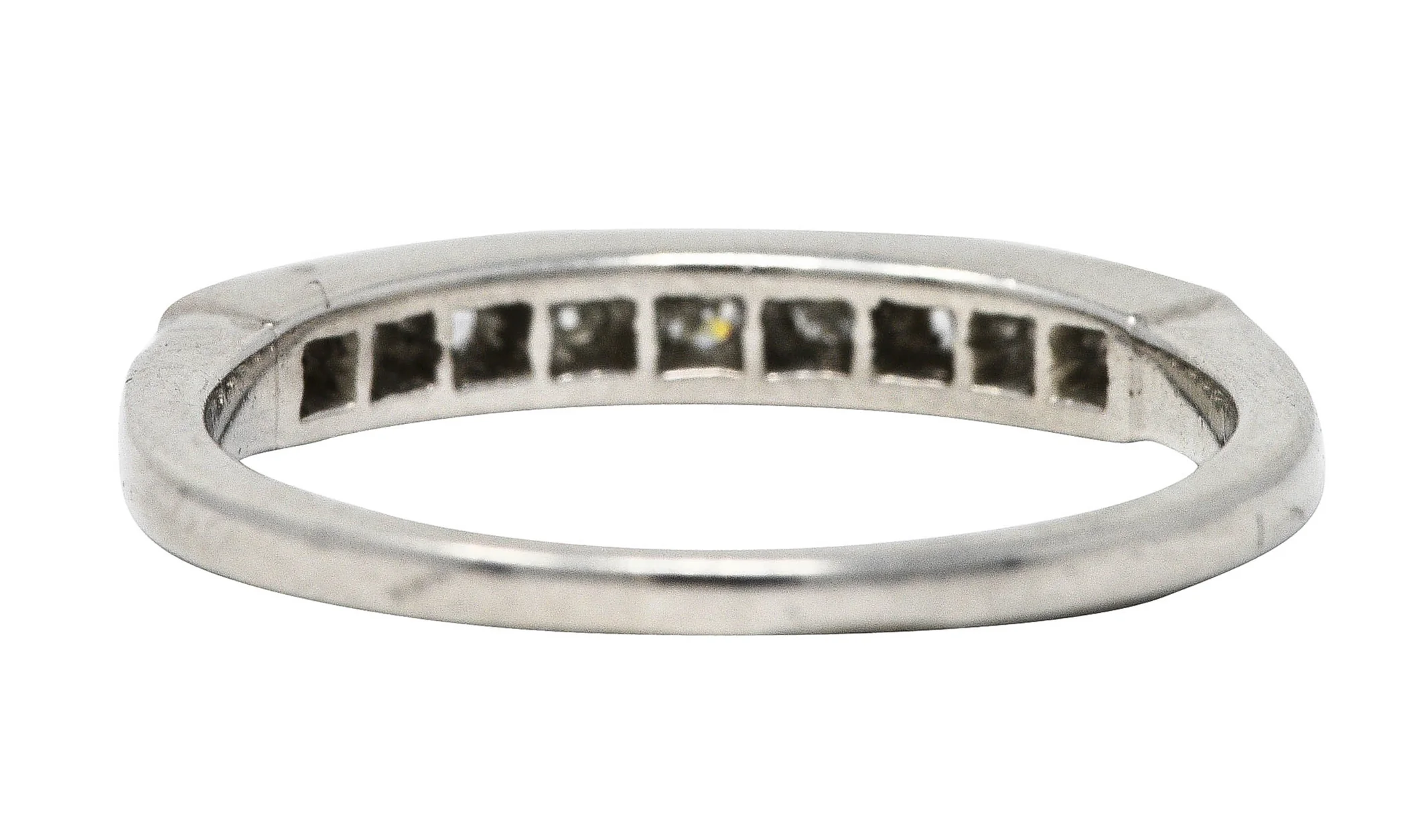 Art Deco Single Cut Diamond Platinum Angular Stacking Band Ring - Image 4