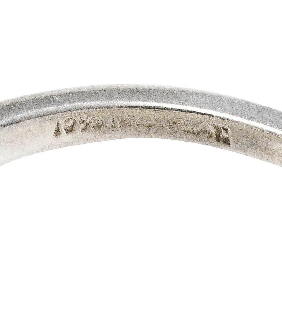 Art Deco Single Cut Diamond Platinum Angular Stacking Band Ring - Image 7