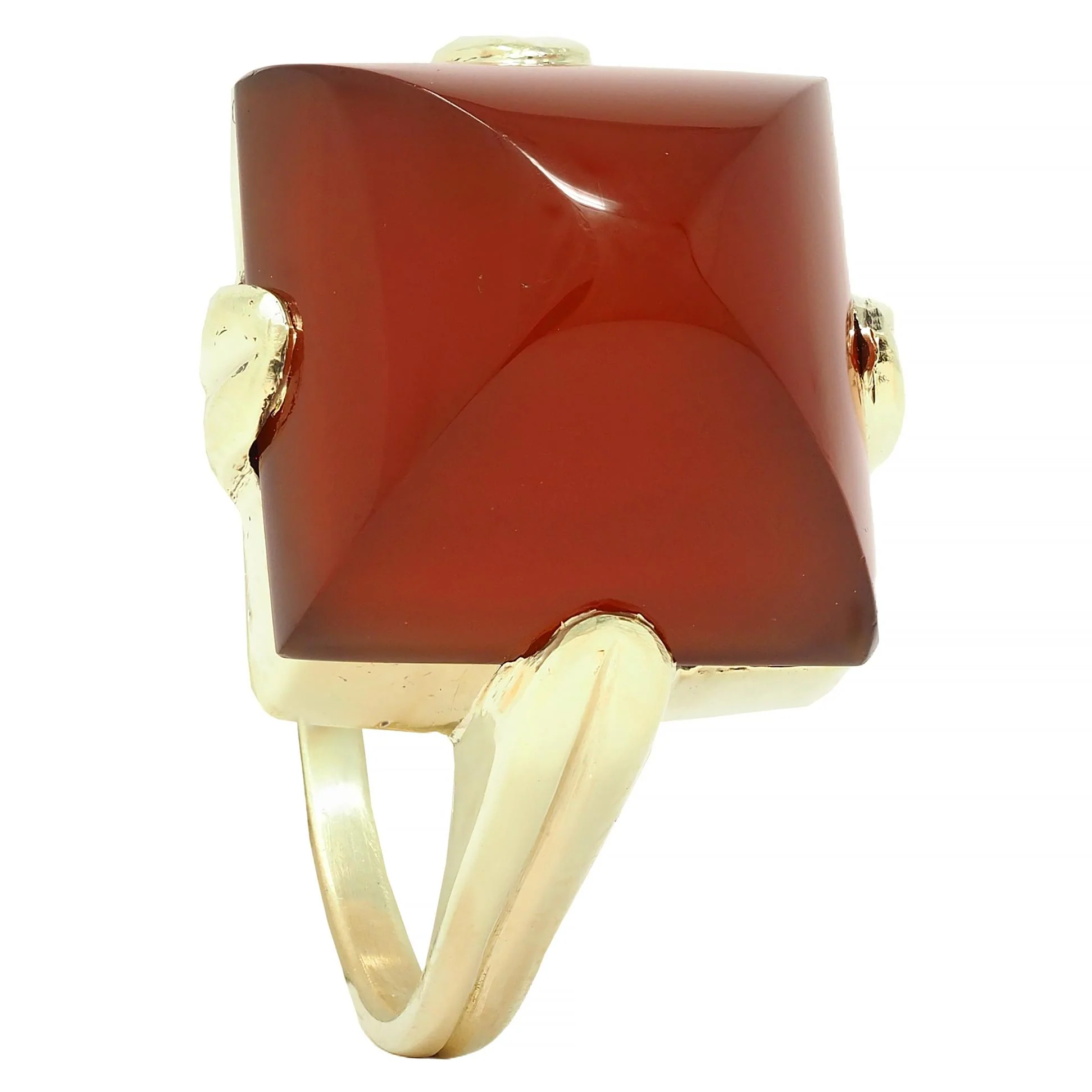 Art Deco Sugarloaf Carnelian 14 Karat Yellow Gold Antique Ring - Image 10
