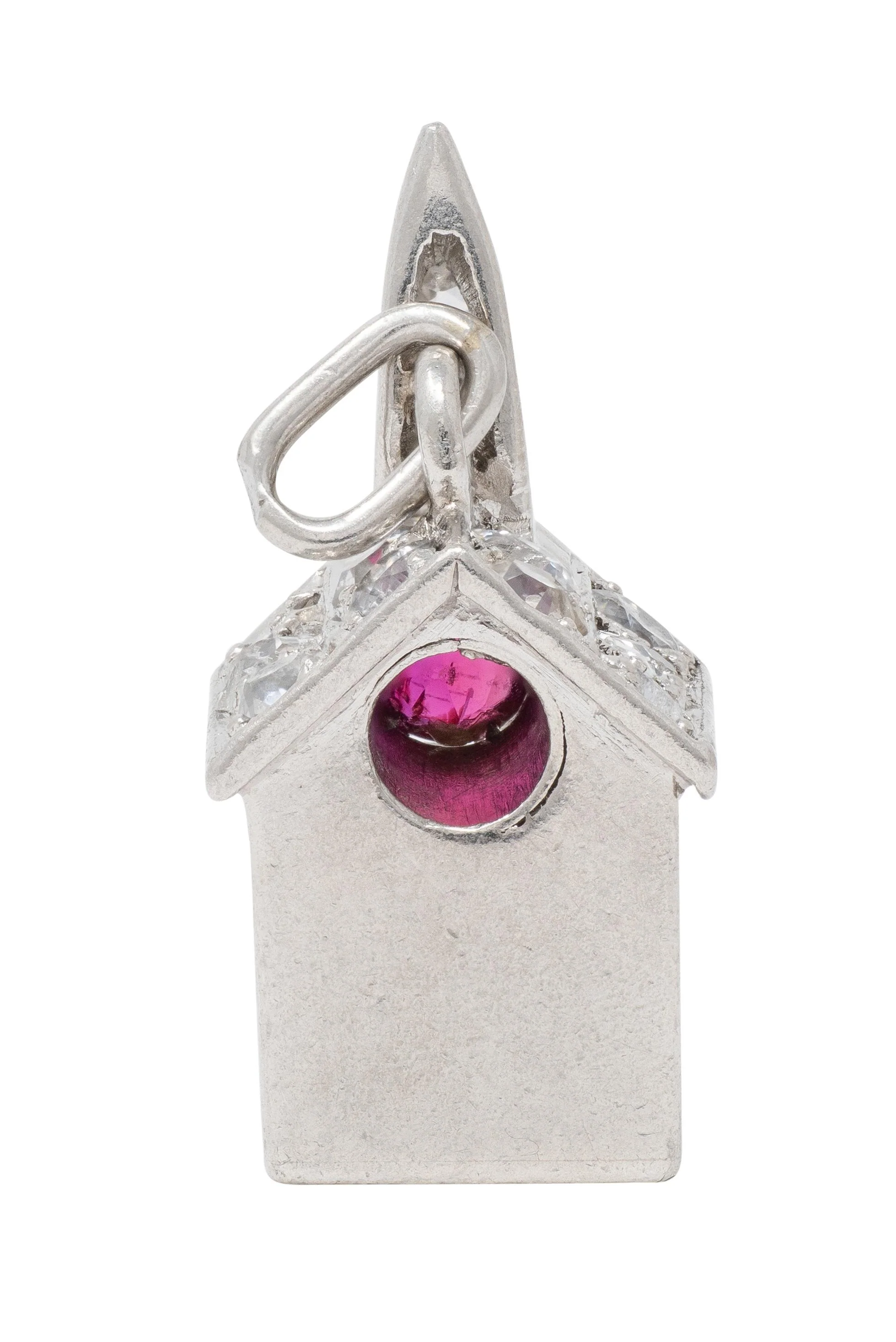 Art Deco Walter Lampl Ruby Sapphire Diamond Platinum Vintage Church House Charm - Image 3