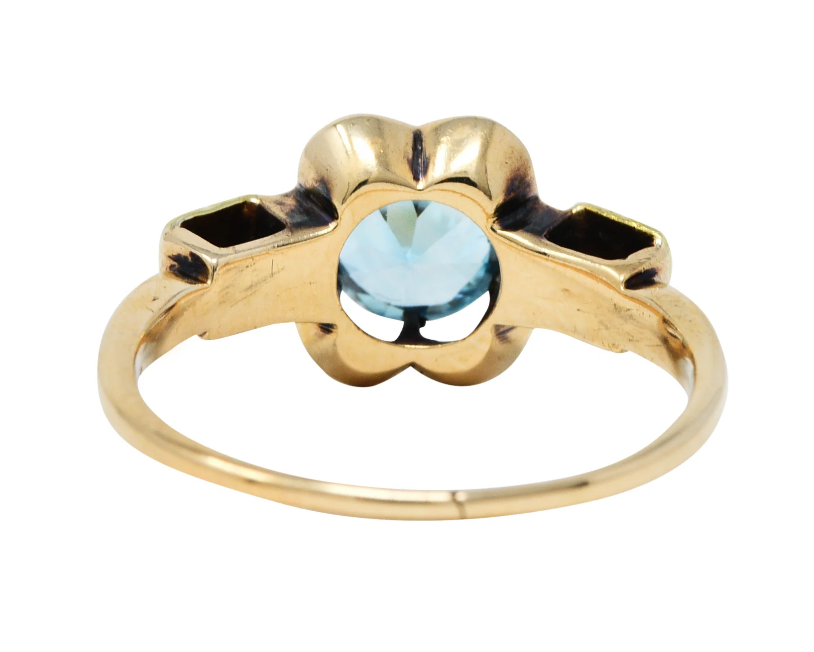 Art Deco Zircon 14 Karat Two-Tone Gold Blossom Ring - Image 4