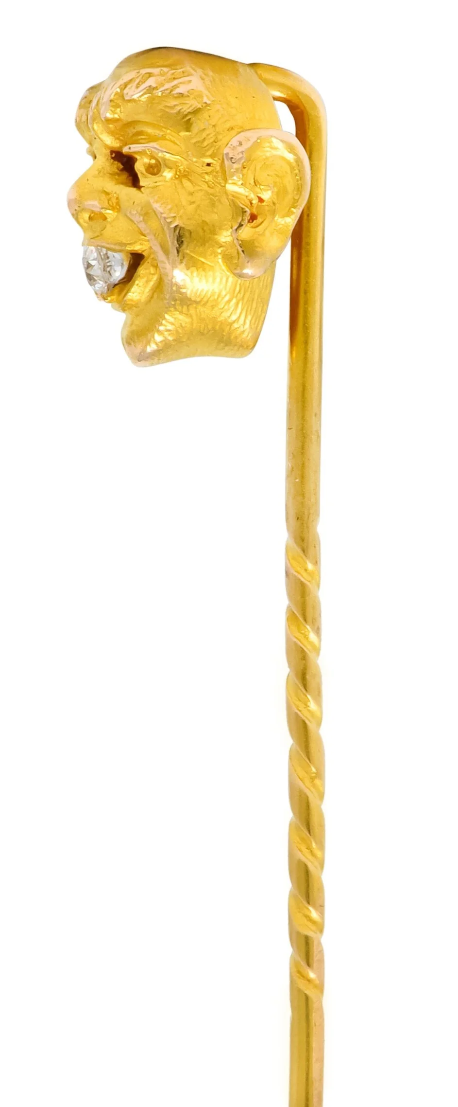 Art Nouveau 0.30 CTW Diamond 14 Karat Gold Gargoyle Stickpin - Image 3