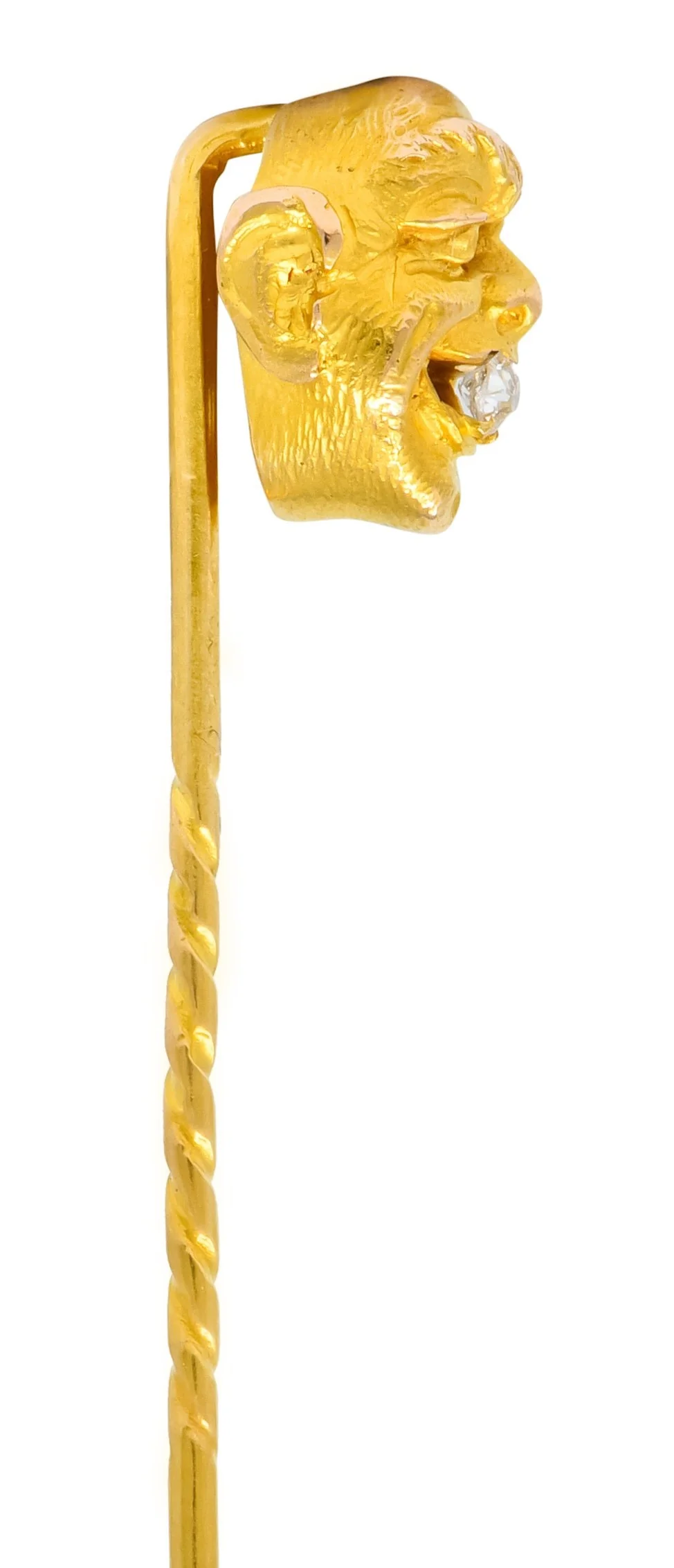 Art Nouveau 0.30 CTW Diamond 14 Karat Gold Gargoyle Stickpin - Image 5