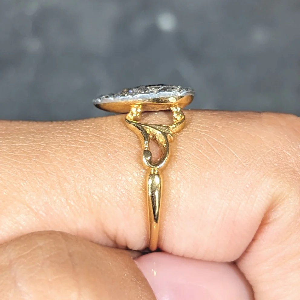 Art Nouveau 0.74 CTW Diamond Amethyst Silver 14 Karat Gold Antique Heart Ring - Image 12