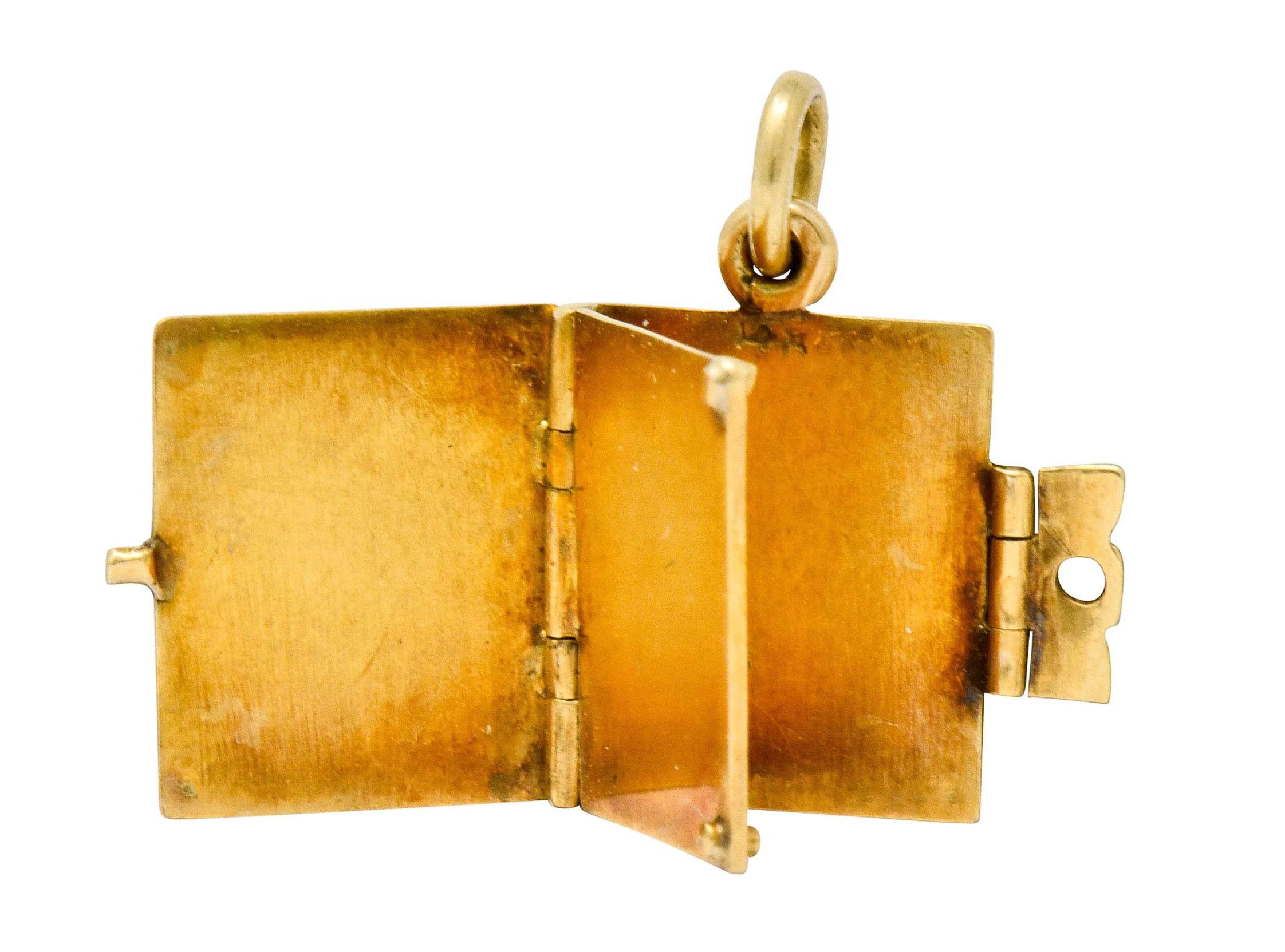 Art Nouveau 14 Karat Gold Articulated Book Charm - Image 2