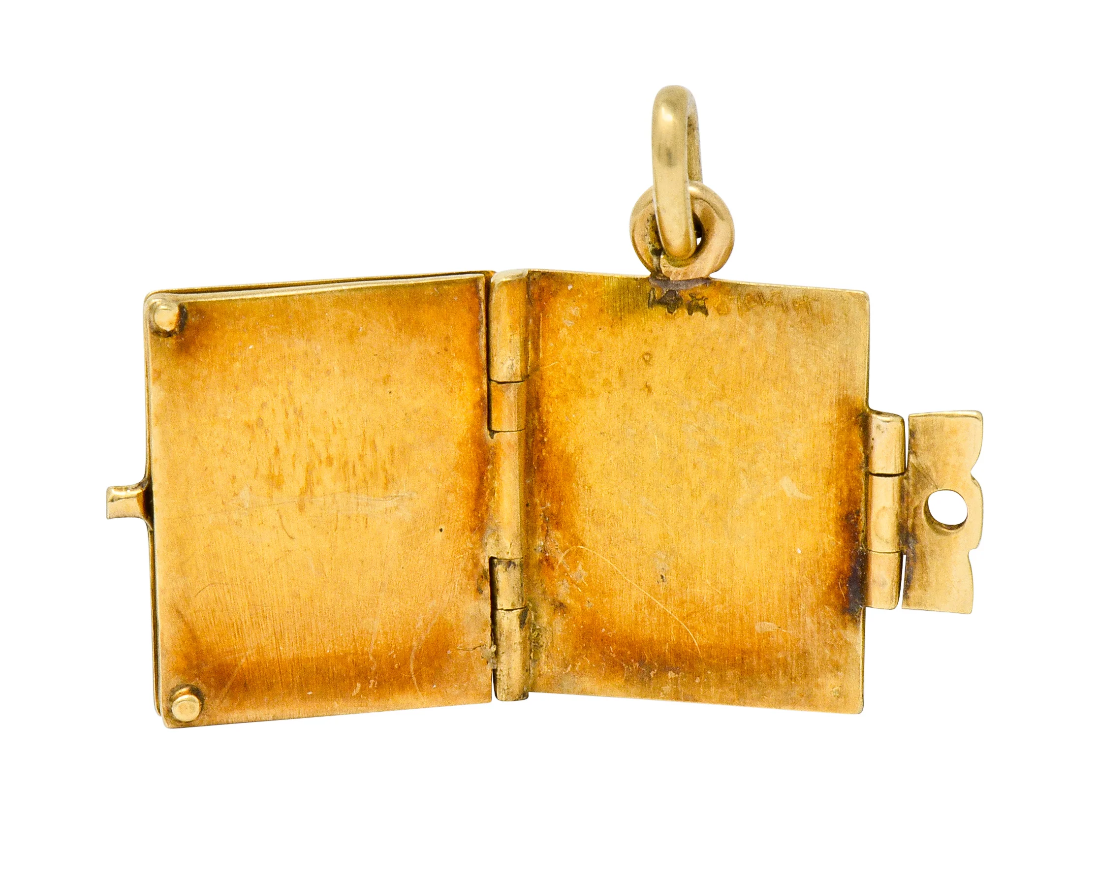 Art Nouveau 14 Karat Gold Articulated Book Charm - Image 6