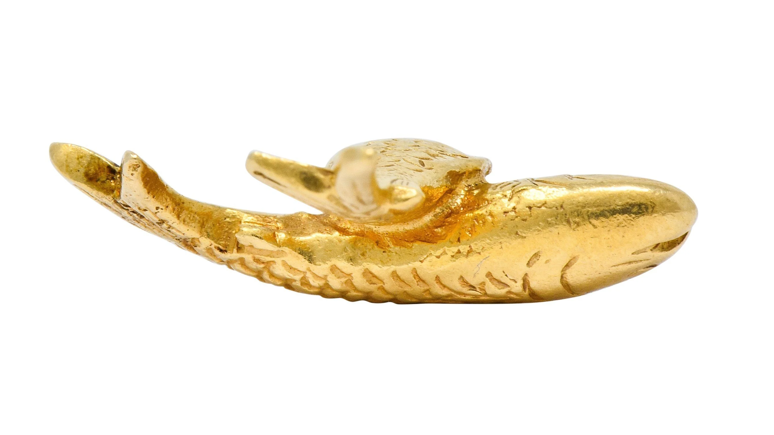 Art Nouveau 14 Karat Gold Crossed Fish Pisces Zodiac Charm - Image 5