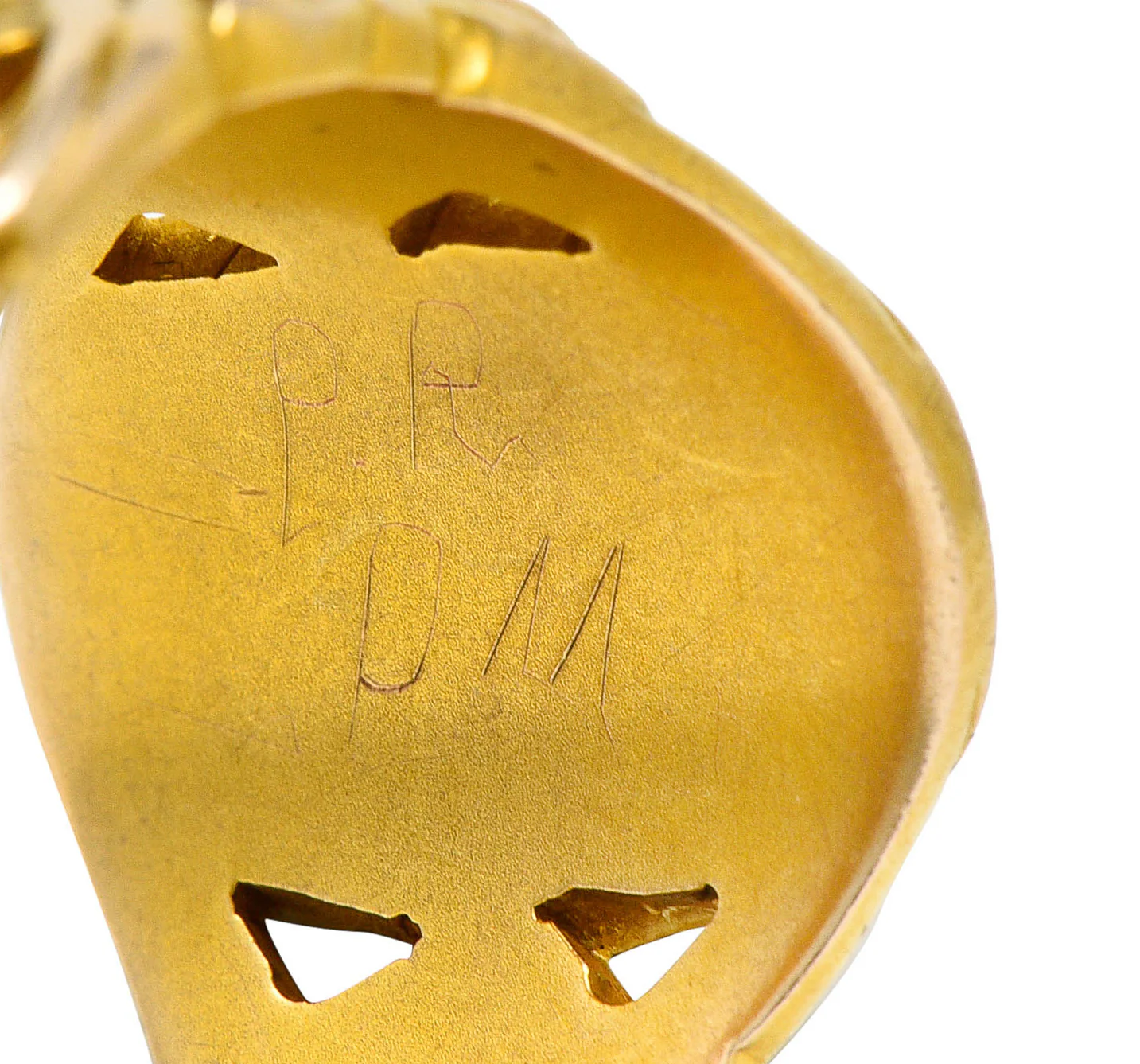Art Nouveau 14 Karat Gold Floral Monogram Unisex Signet Ring - Image 8