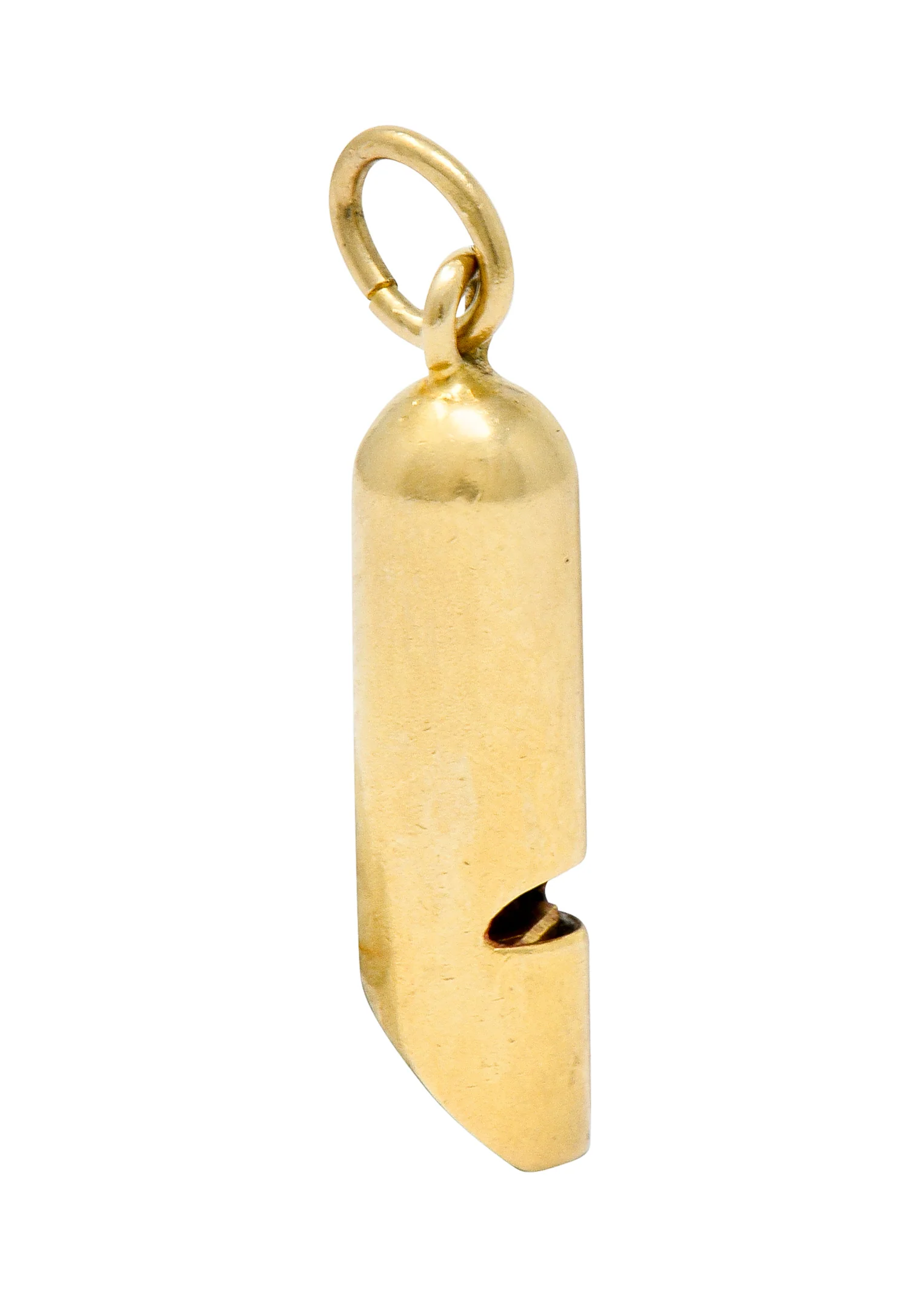 Art Nouveau 14 Karat Gold Functional Antique Whistle Charm - Image 3