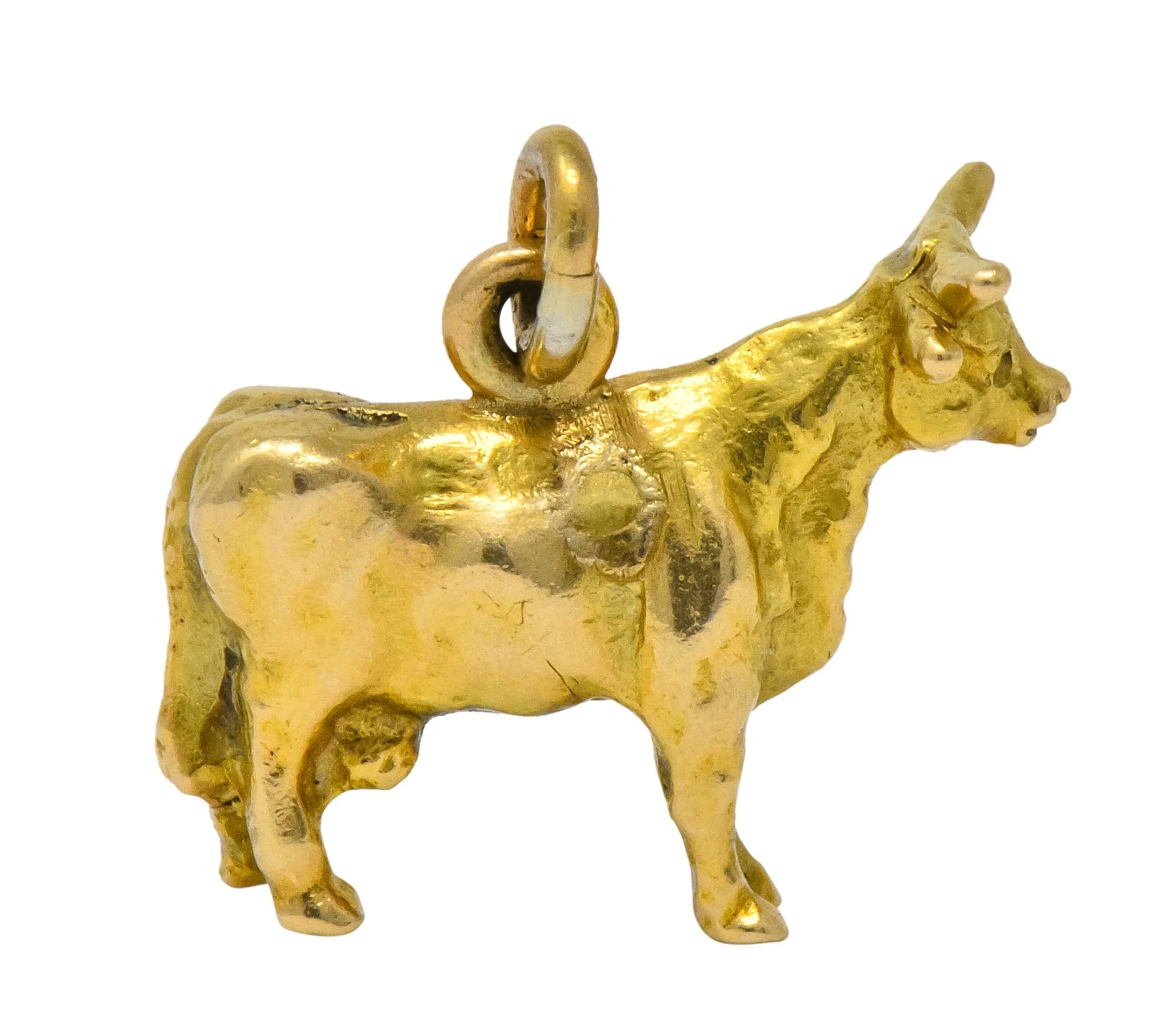 Art Nouveau 14 Karat Gold Horned Guernsey Dairy Cow Charm - Image 3