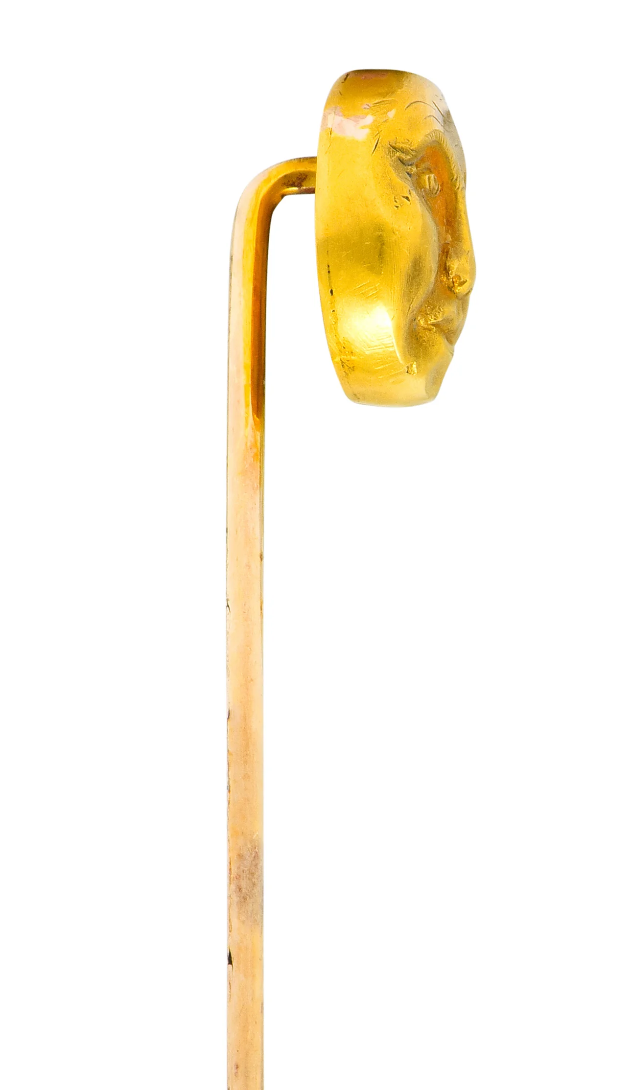 Art Nouveau 14 Karat Gold Man-In-The-Moon Stickpin - Image 2