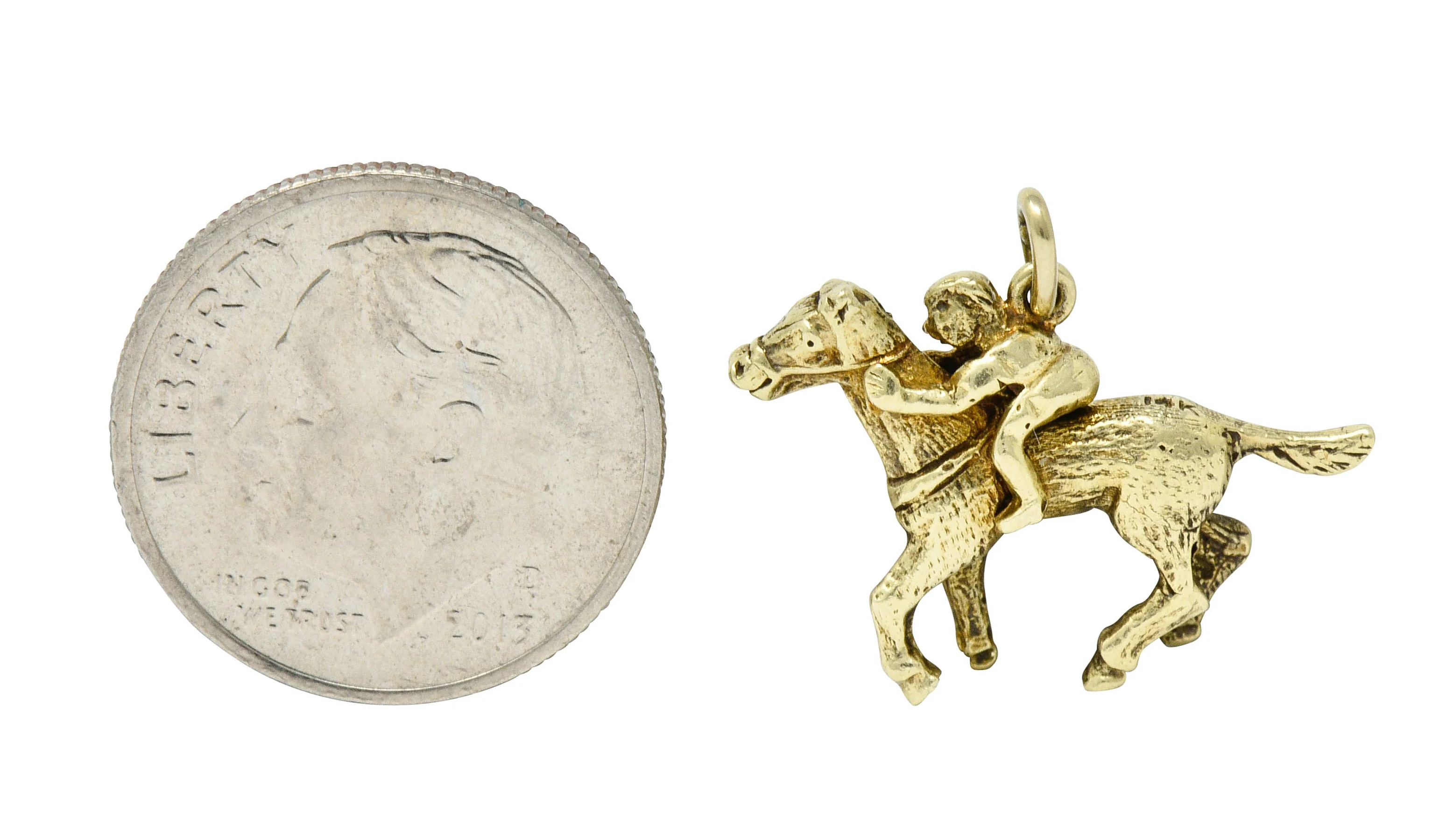 Art Nouveau 14 Karat Gold Racehorse & Jockey Charm - Image 2