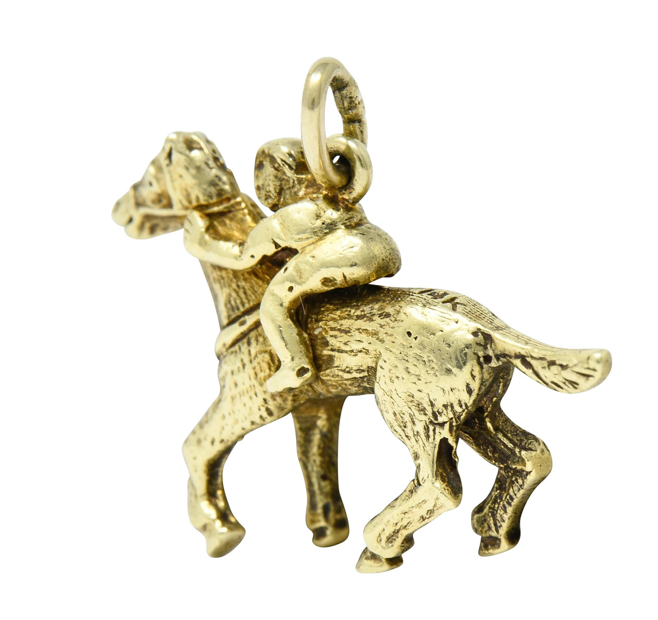 Art Nouveau 14 Karat Gold Racehorse & Jockey Charm - Image 3
