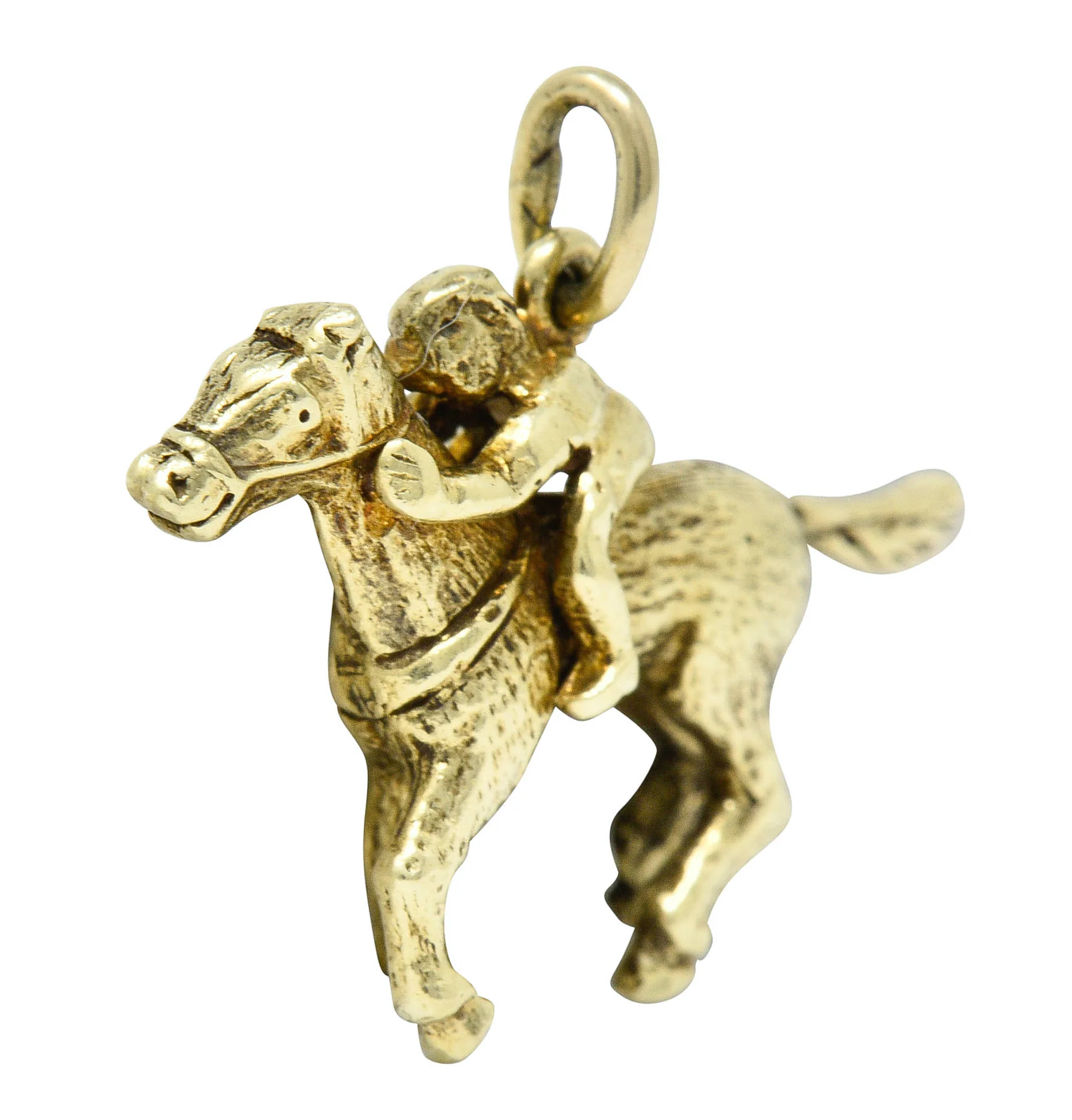 Art Nouveau 14 Karat Gold Racehorse & Jockey Charm - Image 4
