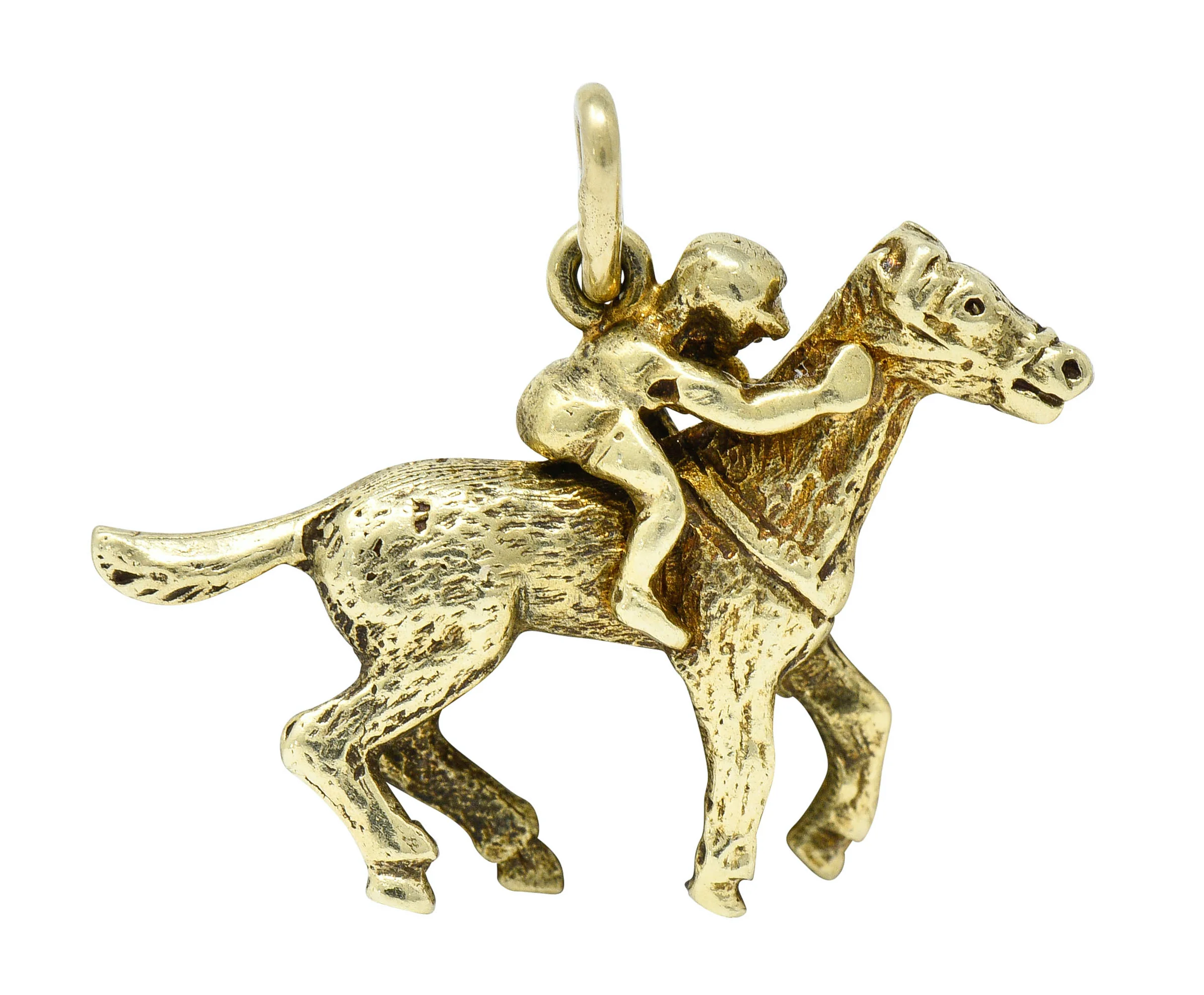 Art Nouveau 14 Karat Gold Racehorse & Jockey Charm - Image 6