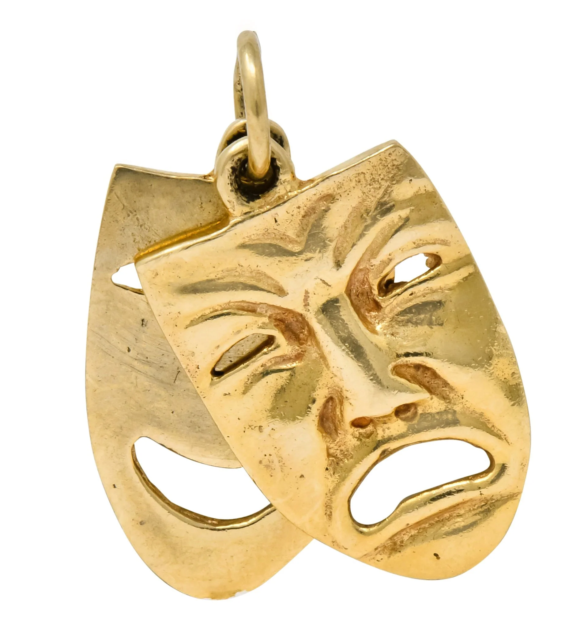 Art Nouveau 14 Karat Greek Tragedy Comedy Theater Mask Charm - Image 8