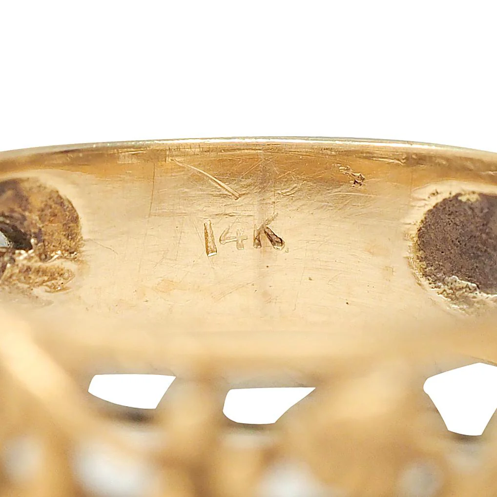Art Nouveau 14 Karat Yellow Gold Antique Scrolling Berry Vine Band Ring - Image 6