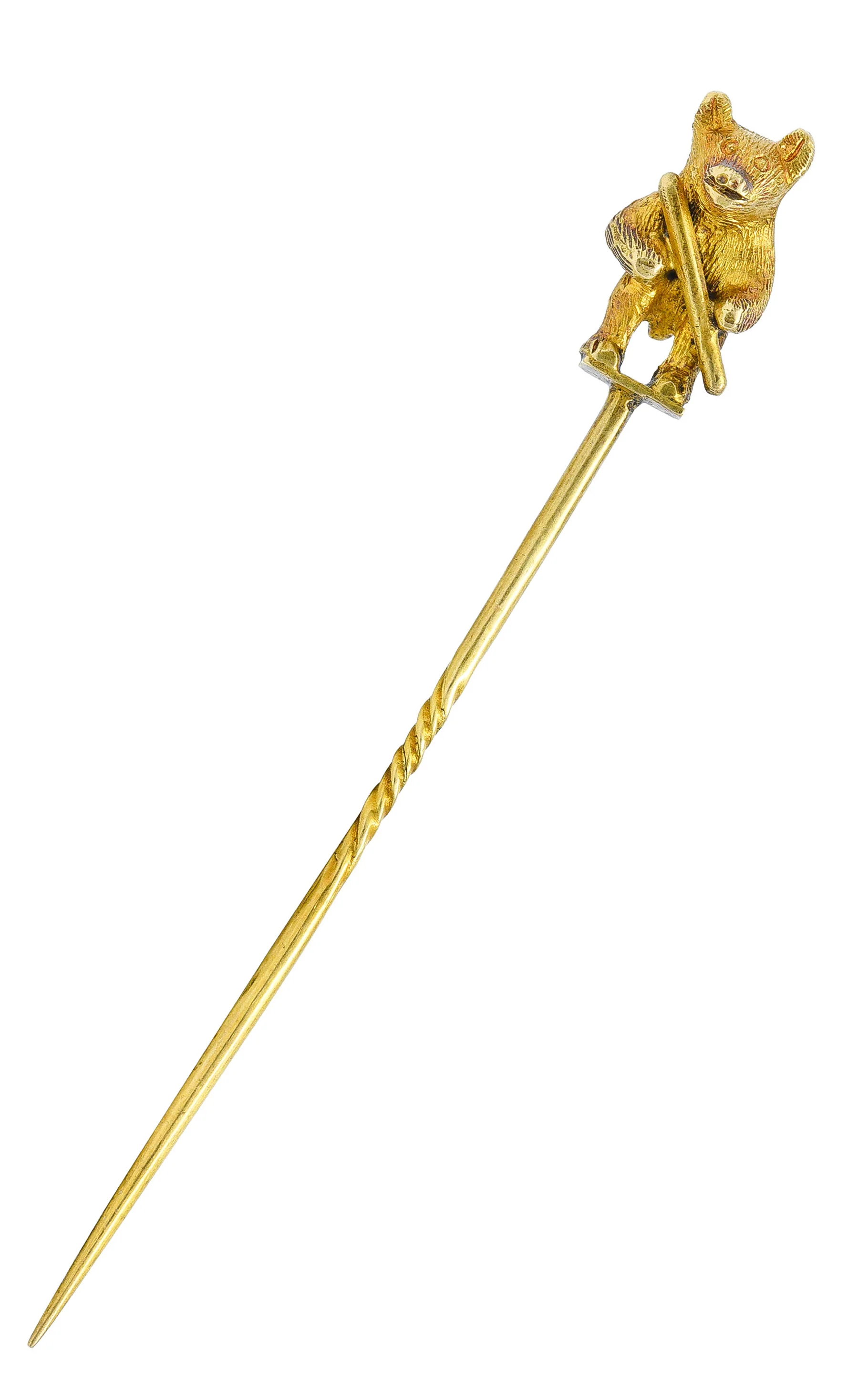 Art Nouveau 18 Karat Gold Bear Stickpin - Image 2