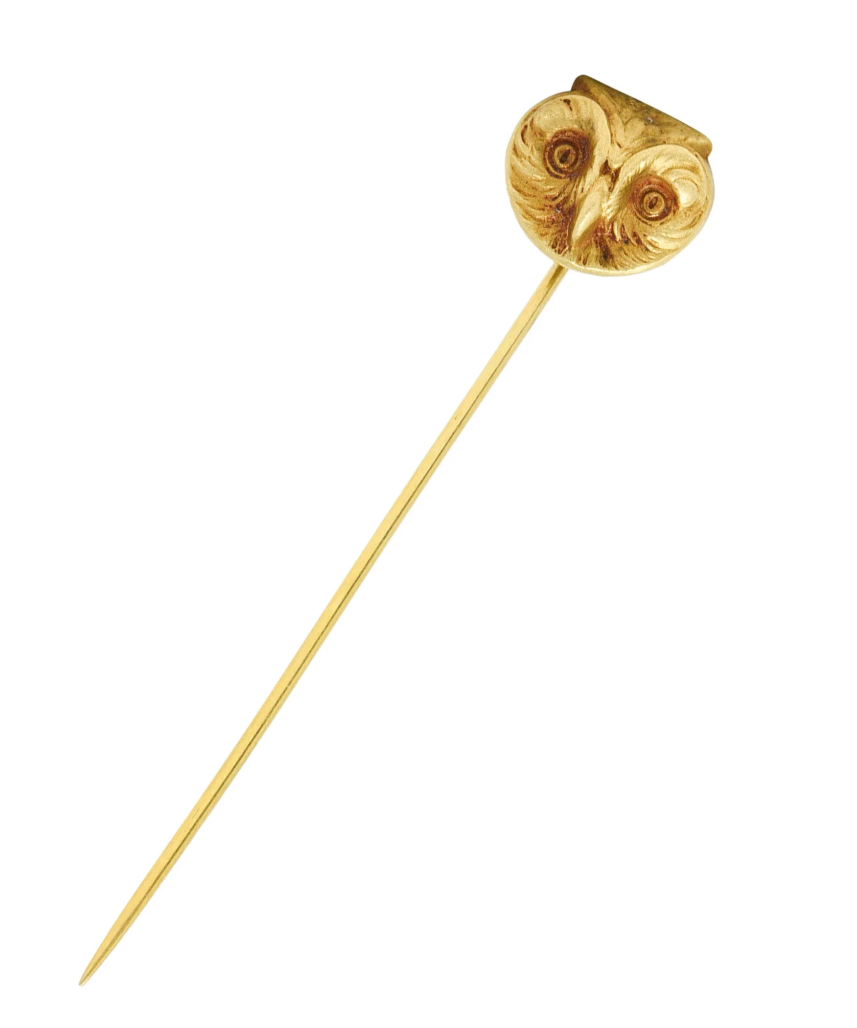 Art Nouveau 18 Karat Gold Owl Stickpin - Image 2