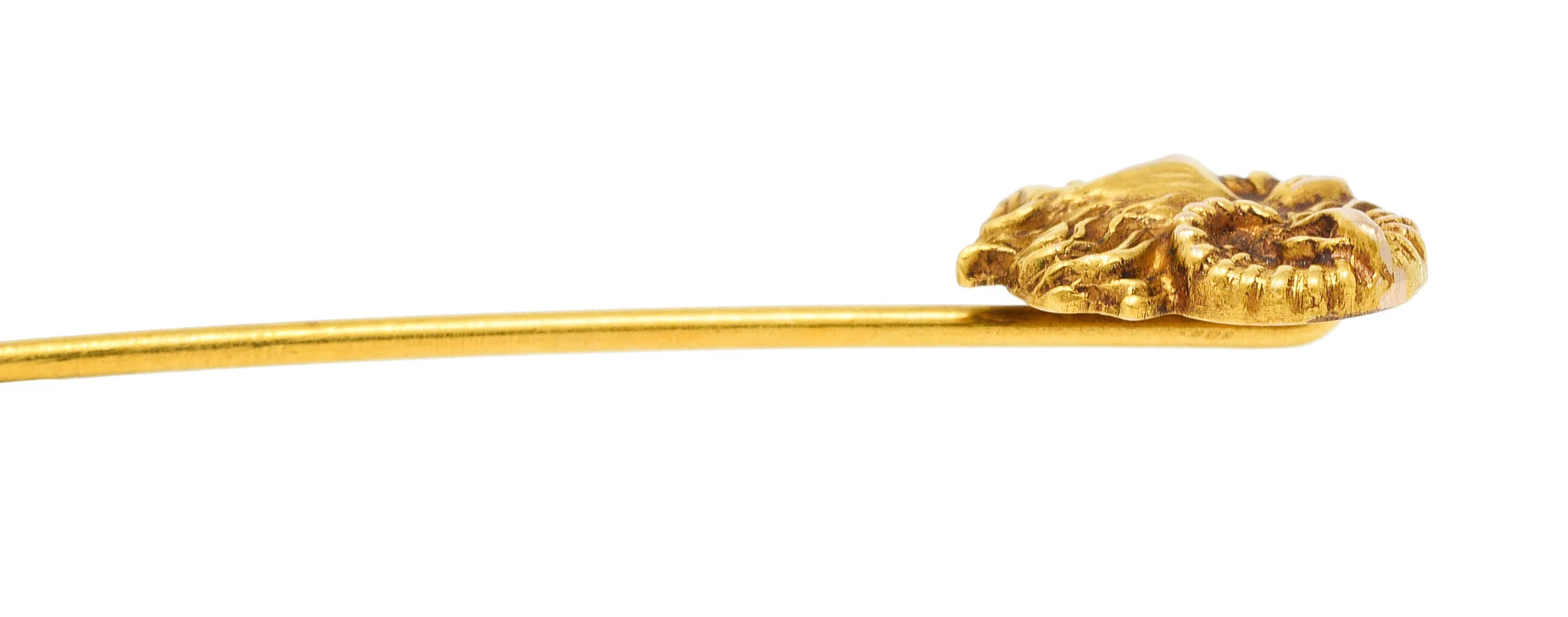 Art Nouveau 18 Karat Gold Pan Mythological Greek God Head Stickpin - Image 4