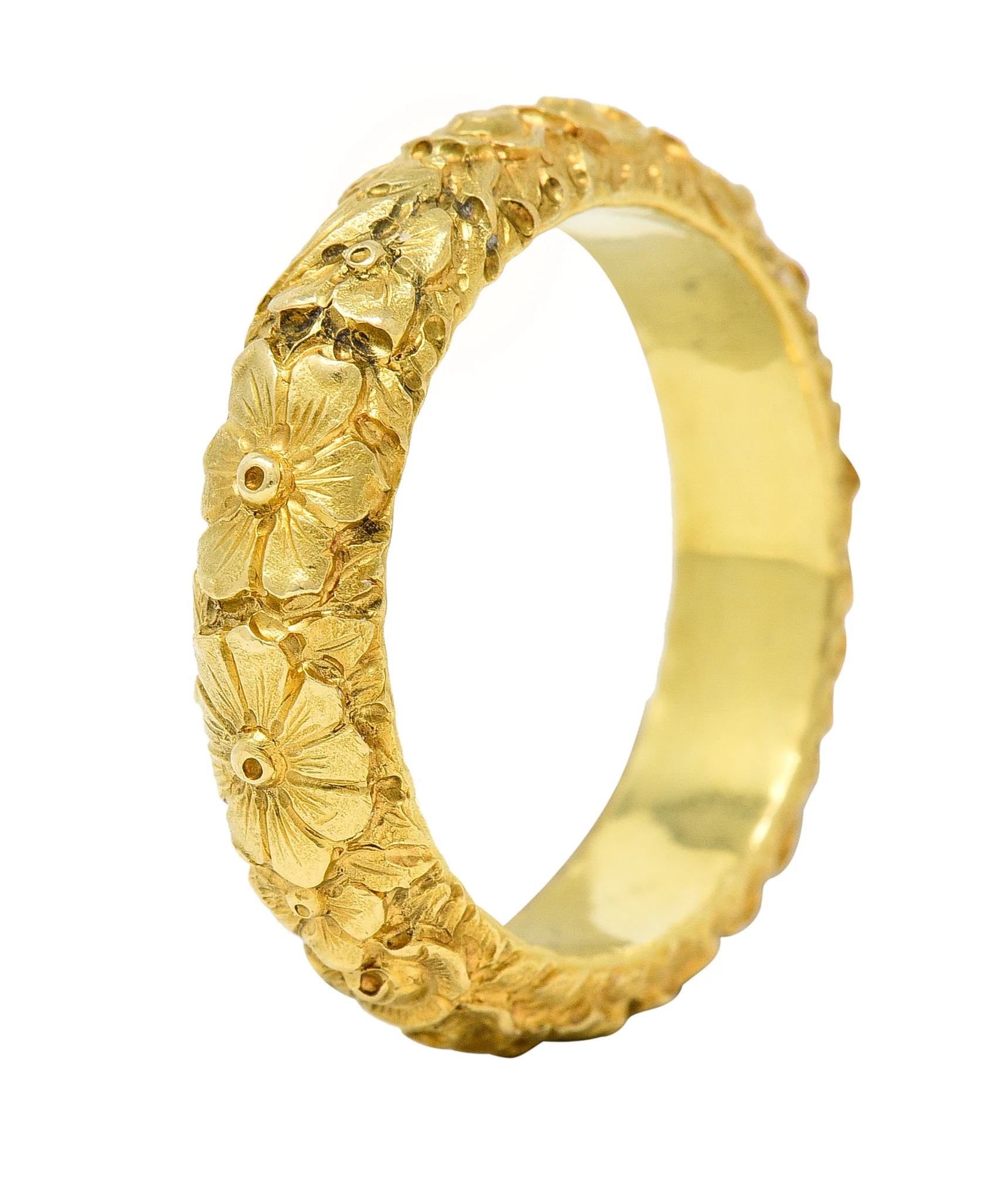 Art Nouveau 18 Karat Yellow Gold Orange Blossom Garland Antique Band Ring - Image 2