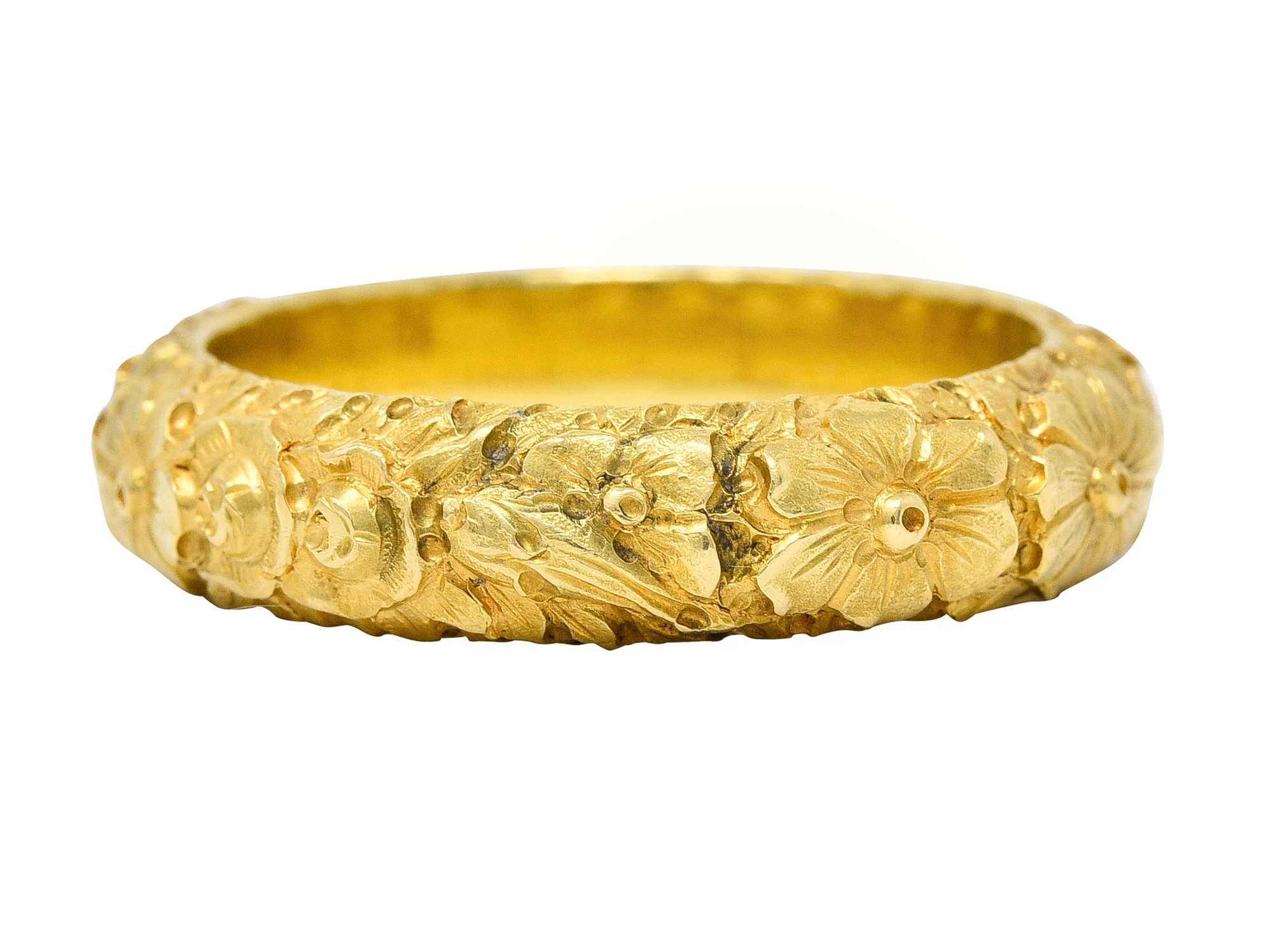 Art Nouveau 18 Karat Yellow Gold Orange Blossom Garland Antique Band Ring - Image 3