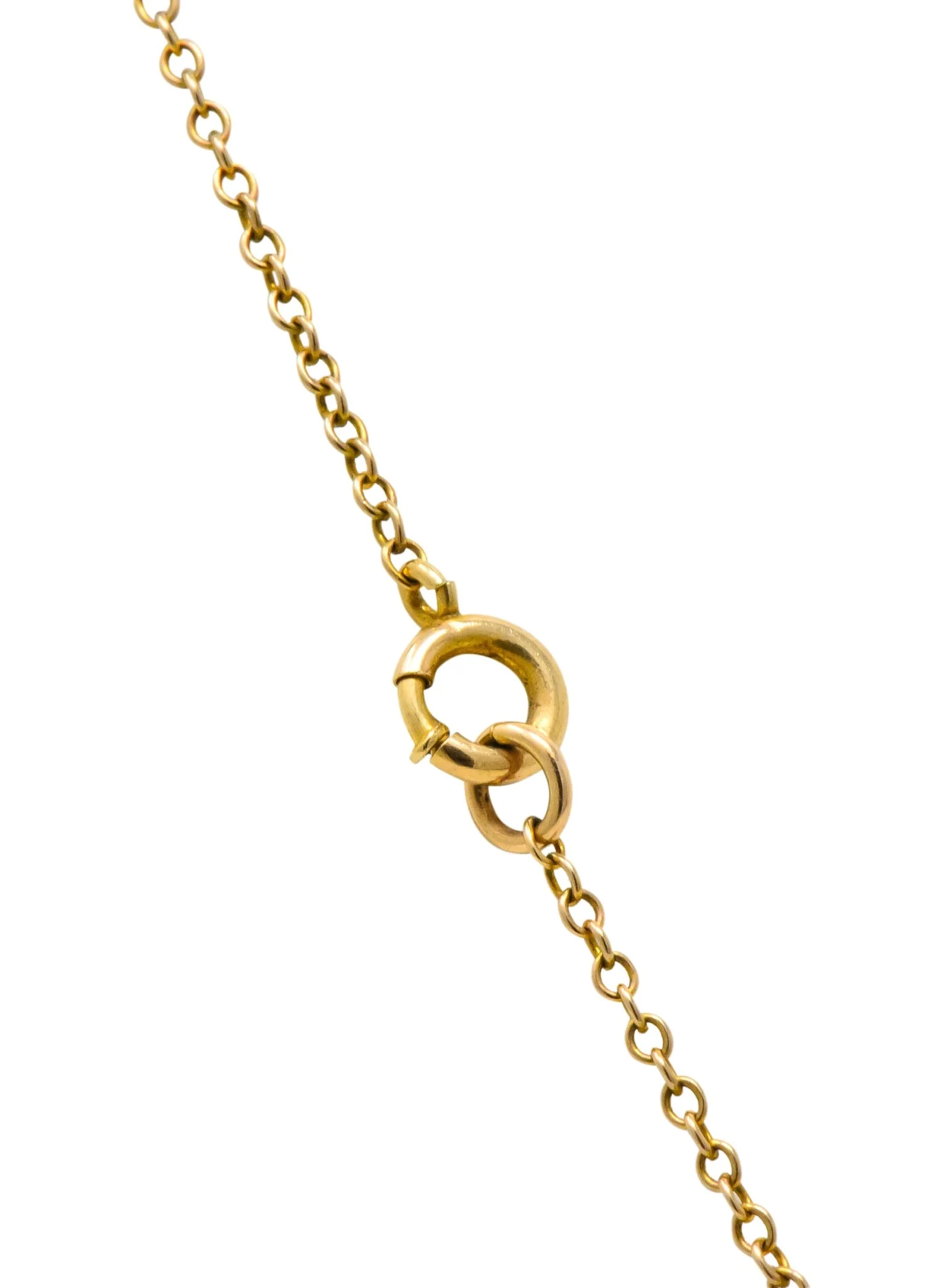 Art Nouveau Amethyst Pearl Enamel 14 Karat Gold Pendant Necklace - Image 5