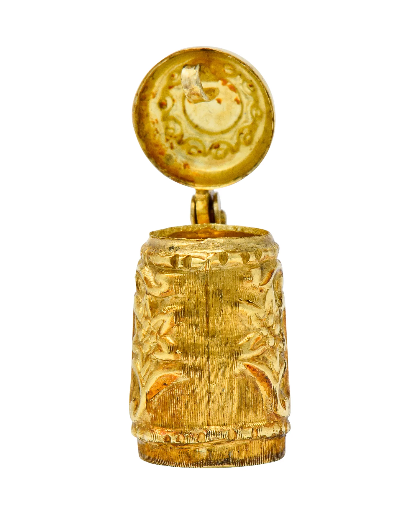 Art Nouveau Articulated 14 Karat Gold Floral German Beer Stein Charm - Image 4